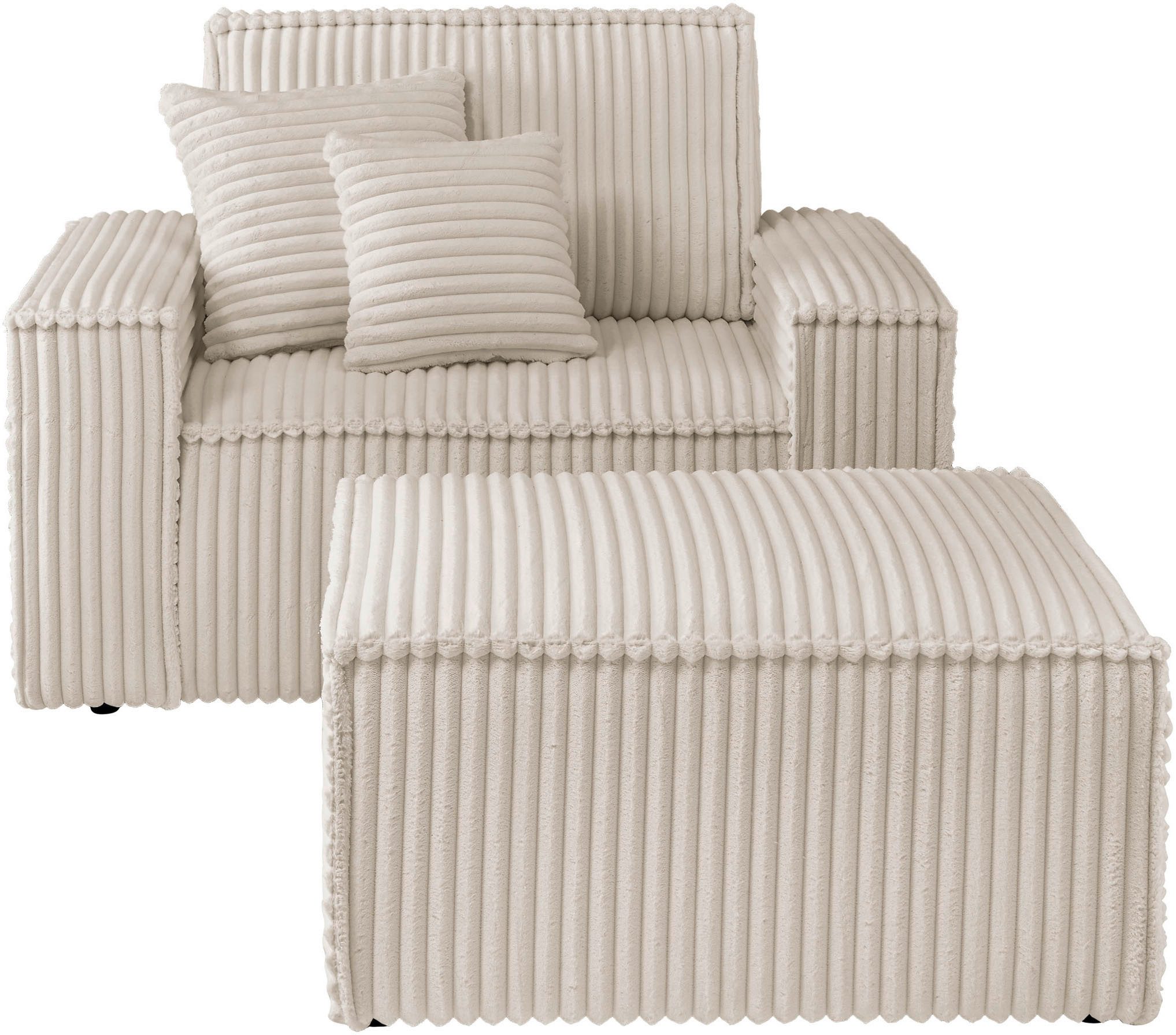 andas Loveseat Finnley Loveseat en hocker als set, passend bij de bekleding-serie Finnley (2-delig)