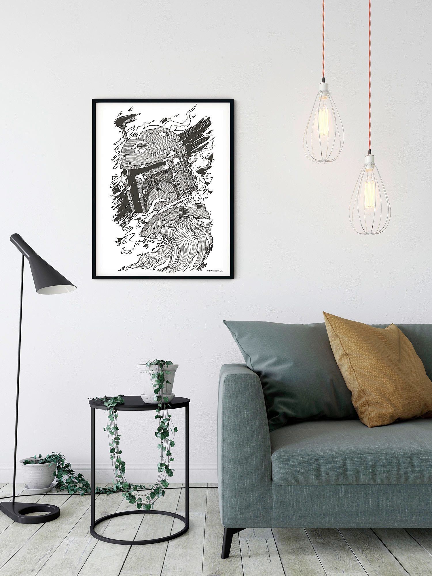 Komar Wanddecoratie Star Wars Boba Fett Drawing Wanddecoratie voor de kinderkamer - zonder lijst (1 stuk)