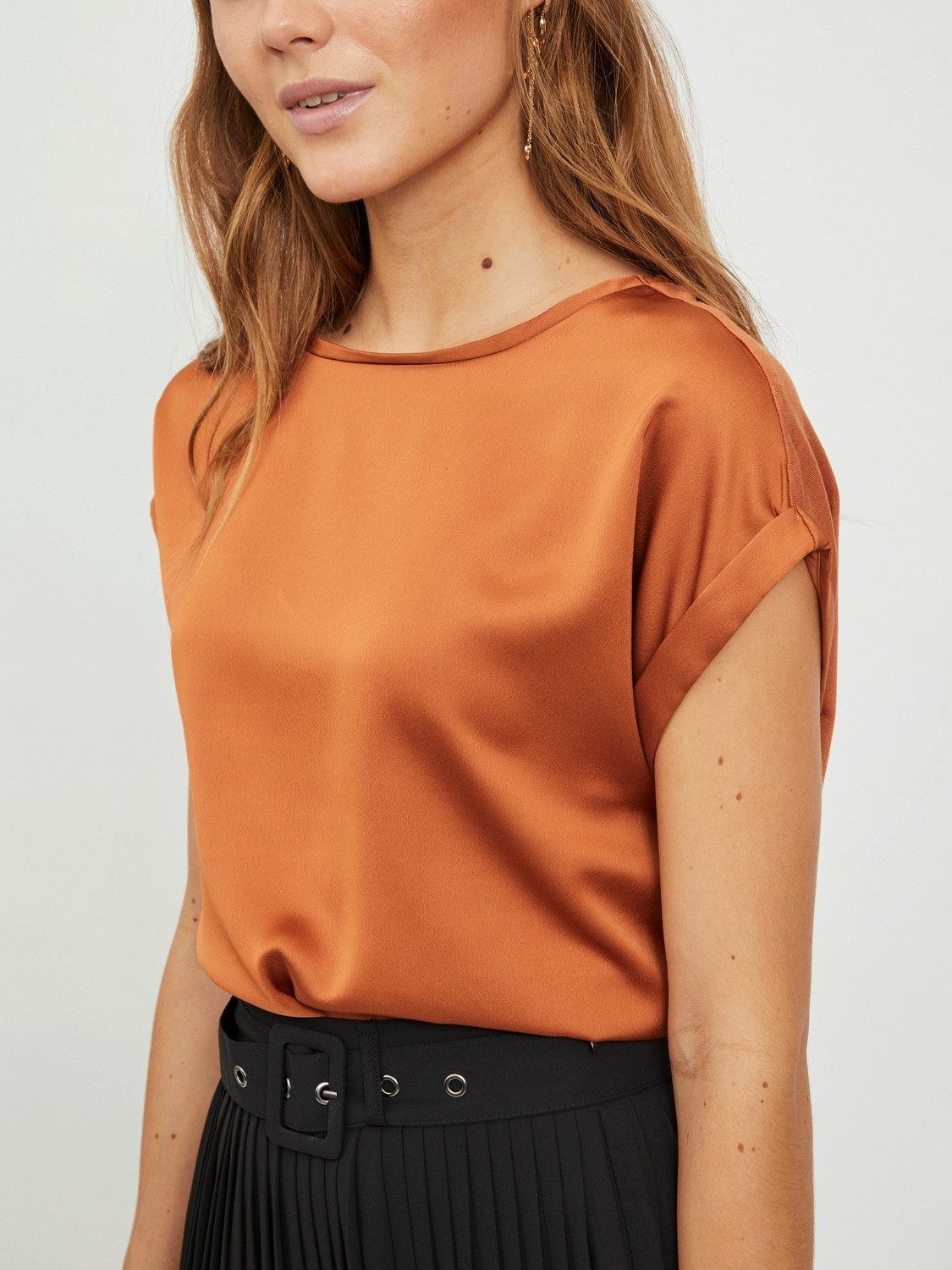 Vila Shirt met korte mouwen VIELLETTE S/S SATIN TOP - NOOS
