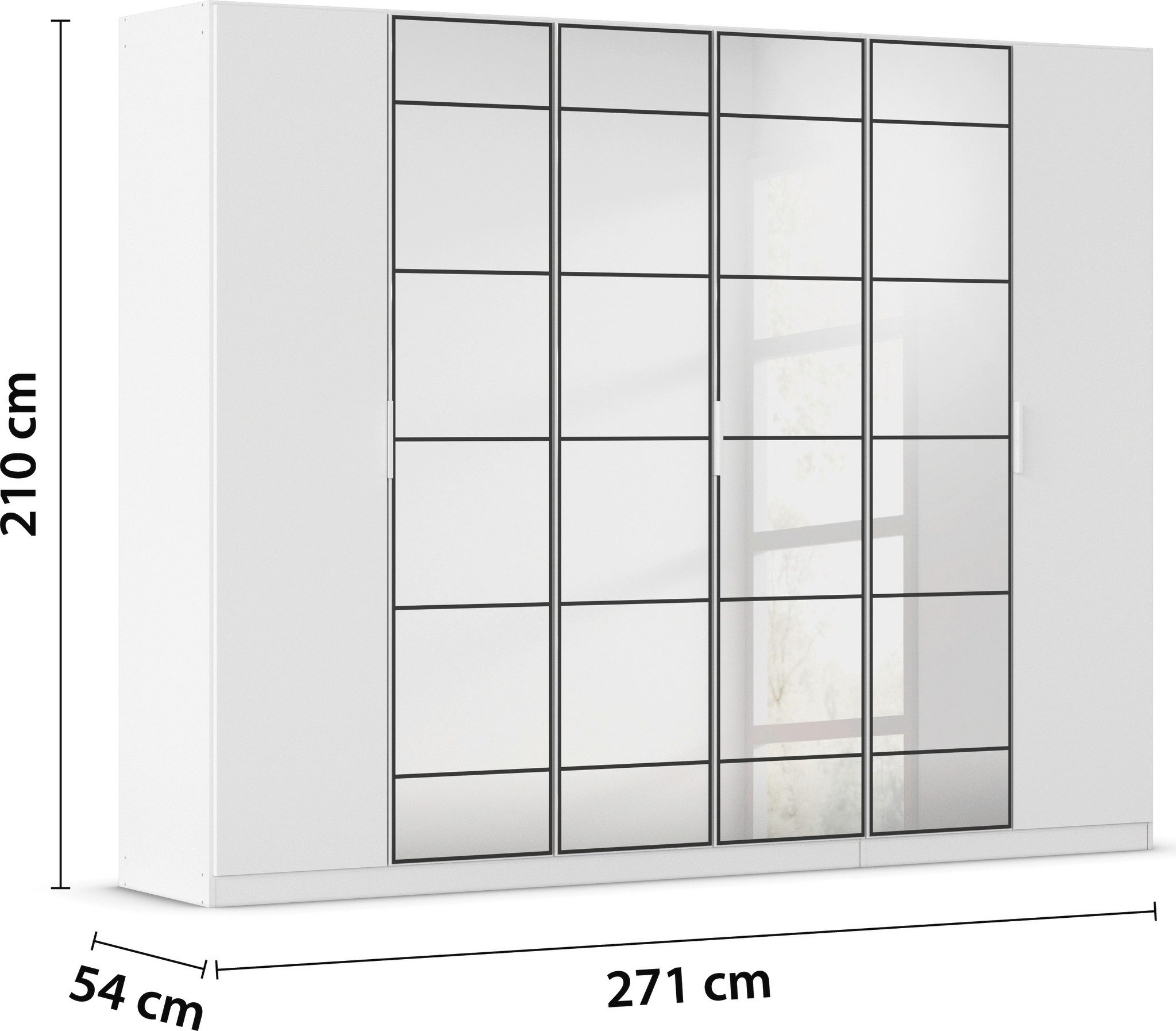 rauch Draaideurkast Kledingkast Kast Garderobe Slaapkamerkast ACERO Middeldeuren met spiegel in moderne loft-look MADE IN GERMANY