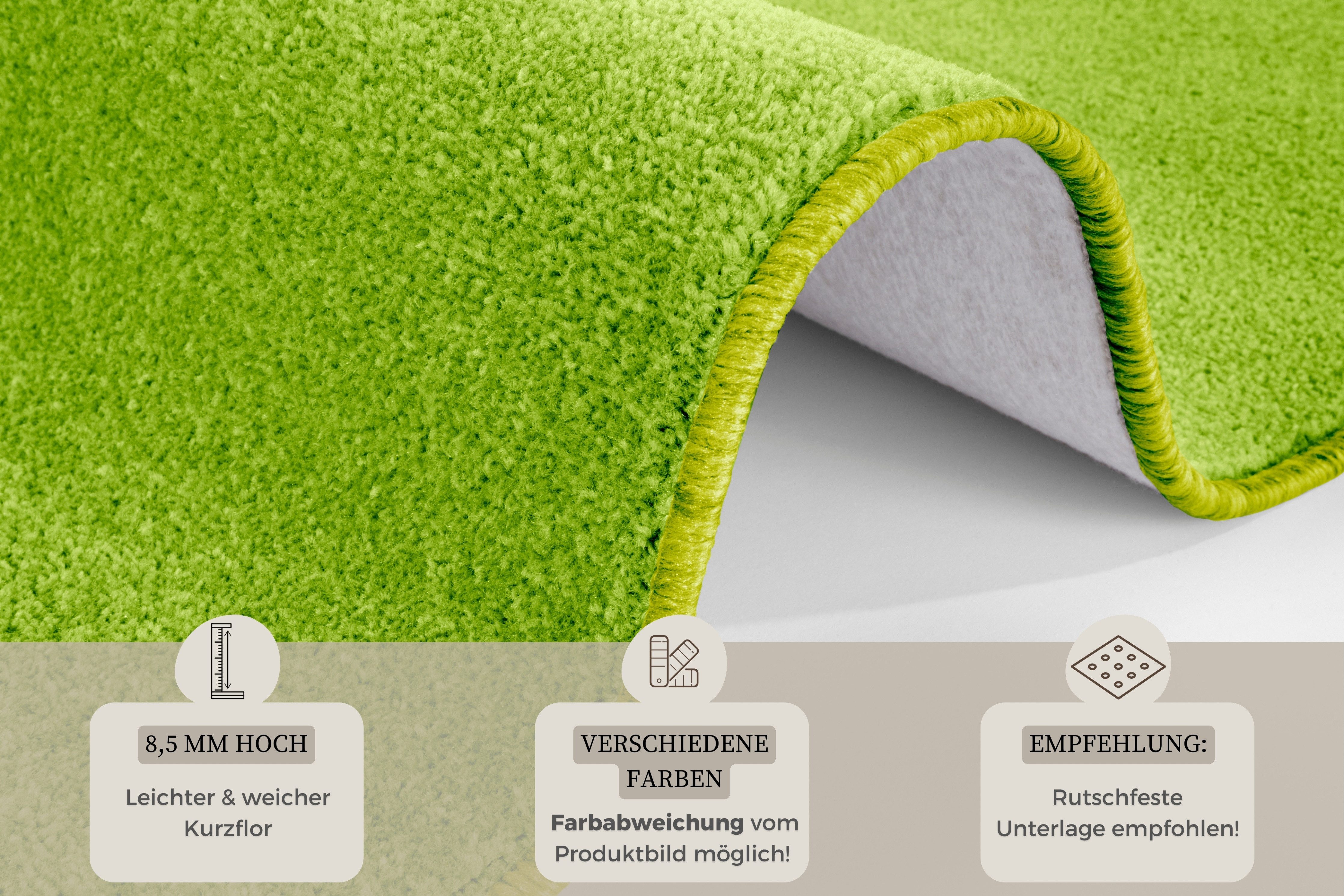 HANSE Home Vloerkleed Shashi Kortpolig, effen kleuren, loper, zacht, eetkamer, kinderkamer, gang