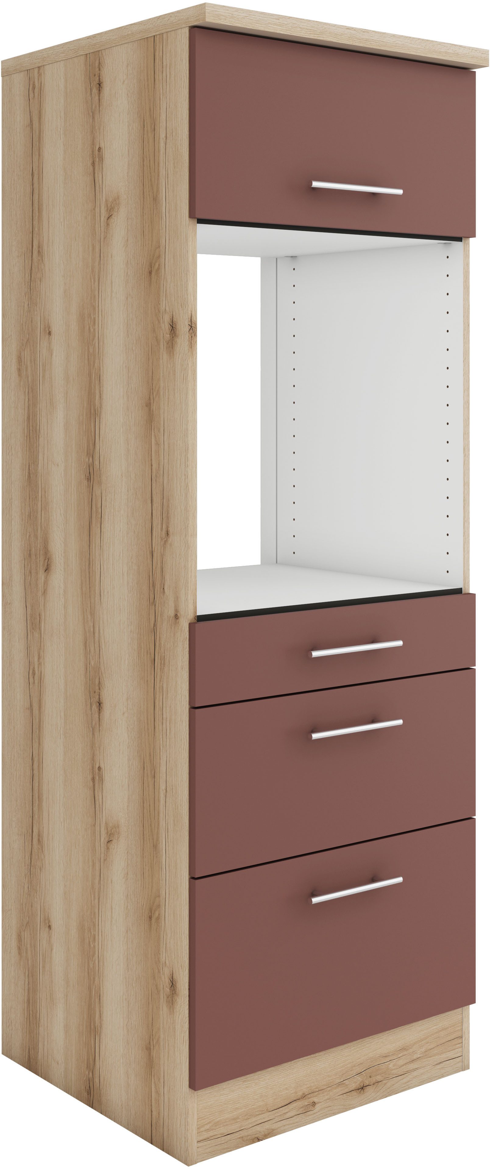 OPTIFIT Ovenombouwkast Bella Breedte 60 cm, met 3 lades en 1 klep ombouwkasten rood