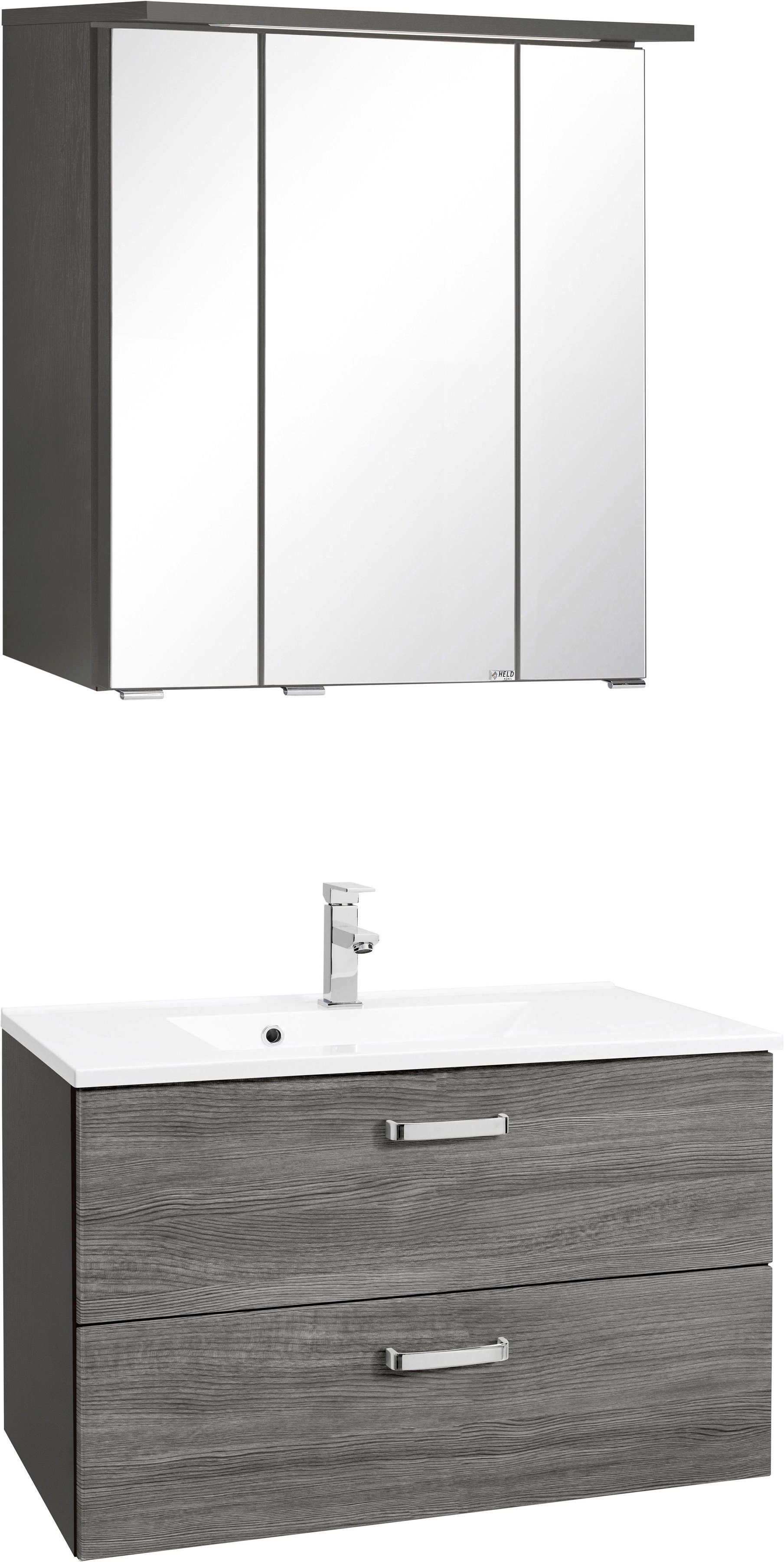 welltime Badkamerserie Ravenna met soft-close functie (2-delig) badmeubelsets grijs