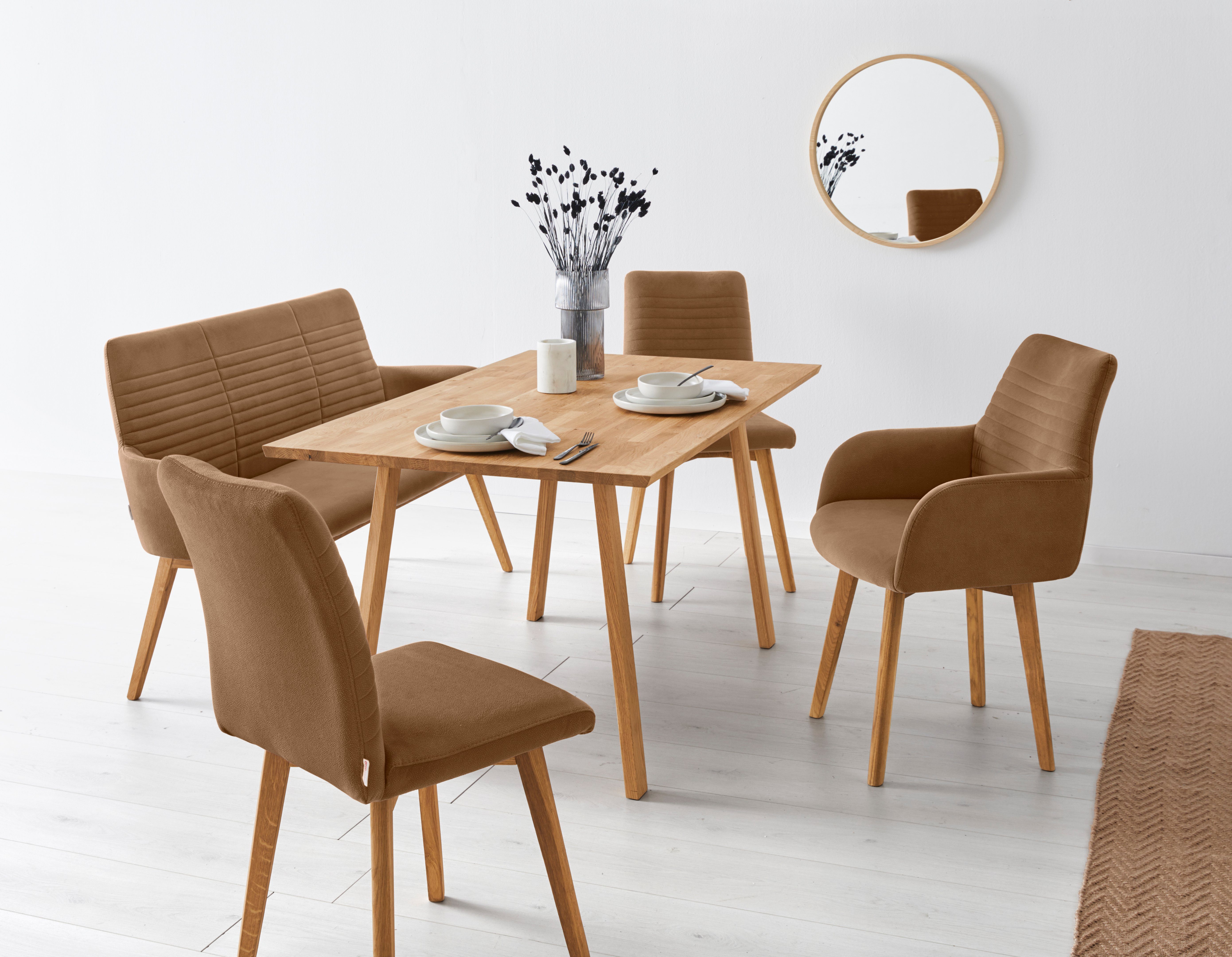 OTTO products Eetkamerstoel Alessja Bekleding van microvezel, frame van eiken massief hout (set, 2 stuks)