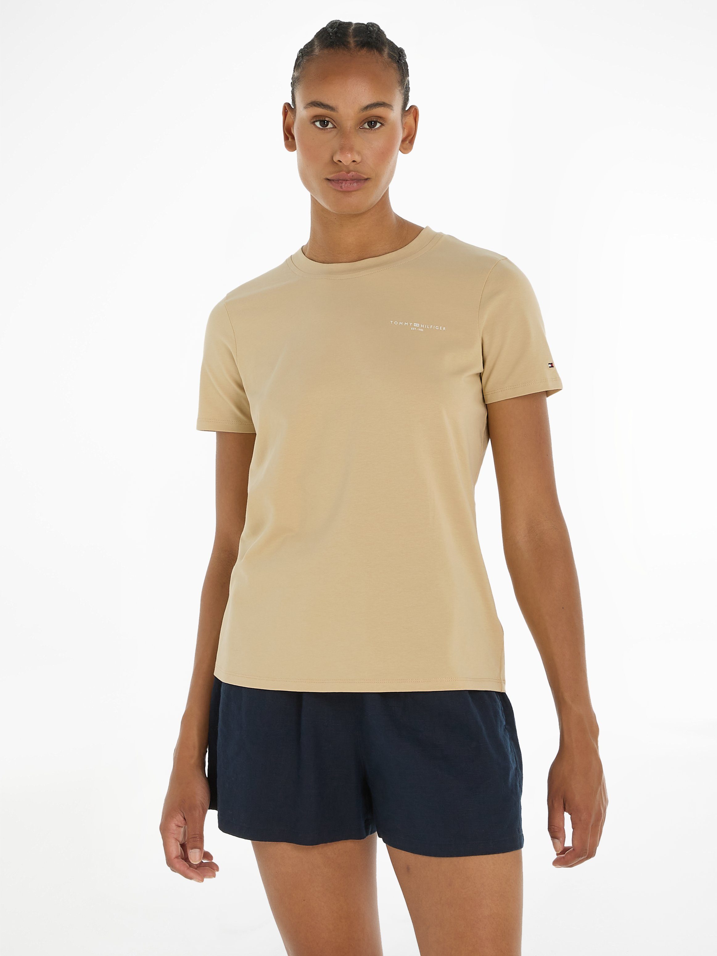 Tommy Hilfiger Shirt met ronde hals 1985 REG MINI CORP LOGO C-NK SS met logo en borduursel