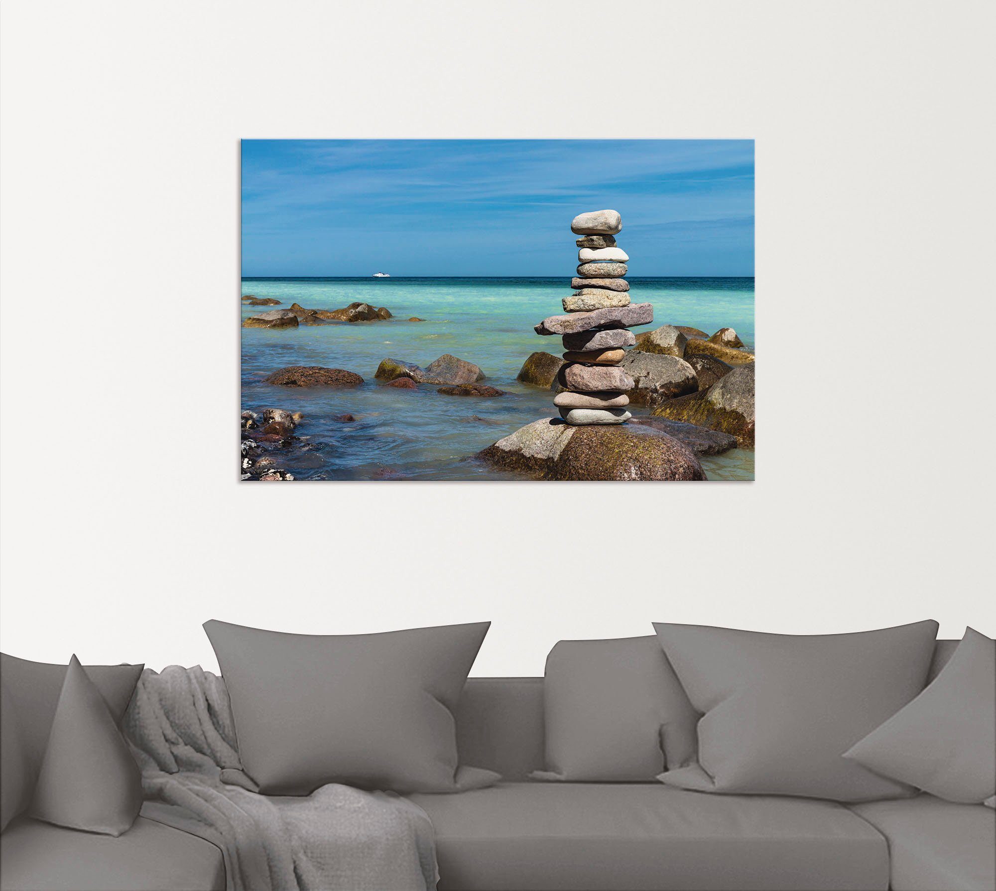 Artland Artprint Stenen aan de kust van de Oostzee als artprint van aluminium, artprint voor buiten, muursticker in diverse maten