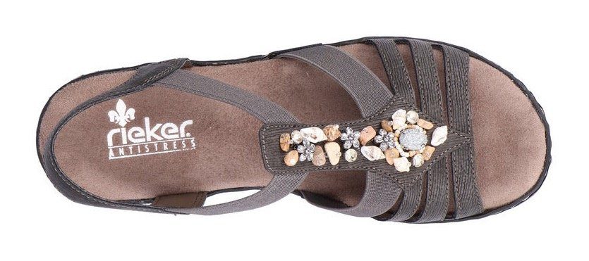 Rieker Sandalen zomerschoen, sandaal, sleehak, met decoratieve steentjes