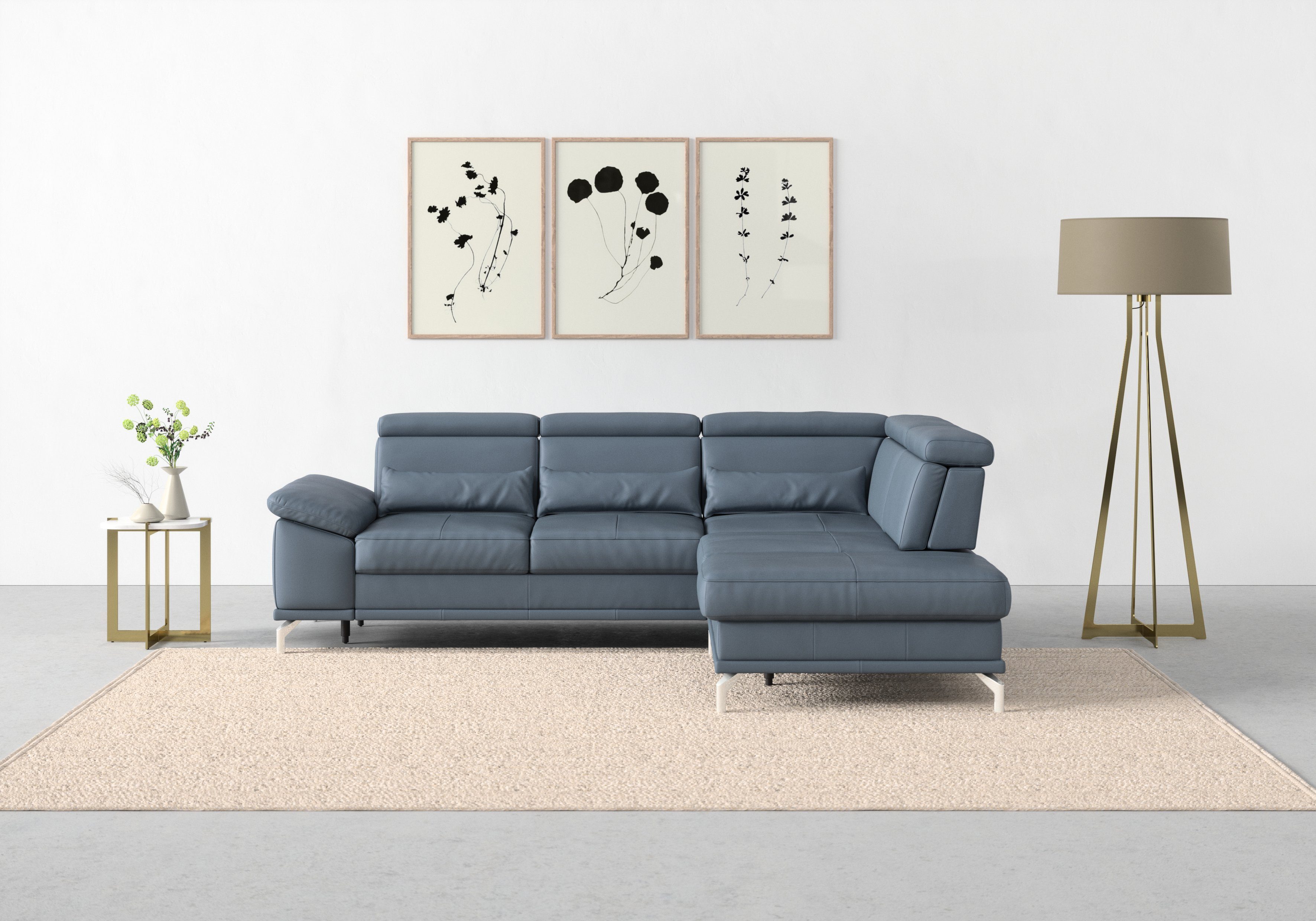 sit&more Hoekbank Cabrio L-vorm, met zitdiepteverstelling, arm- en hoofdsteunverstelling