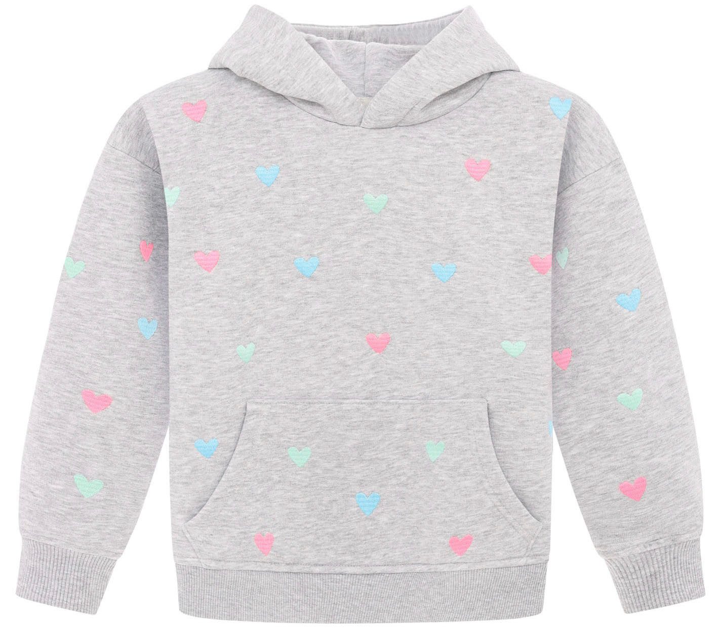 Zwillingsherz Hoodie Hearts Kids met geborduurde harten allover voor meisjes