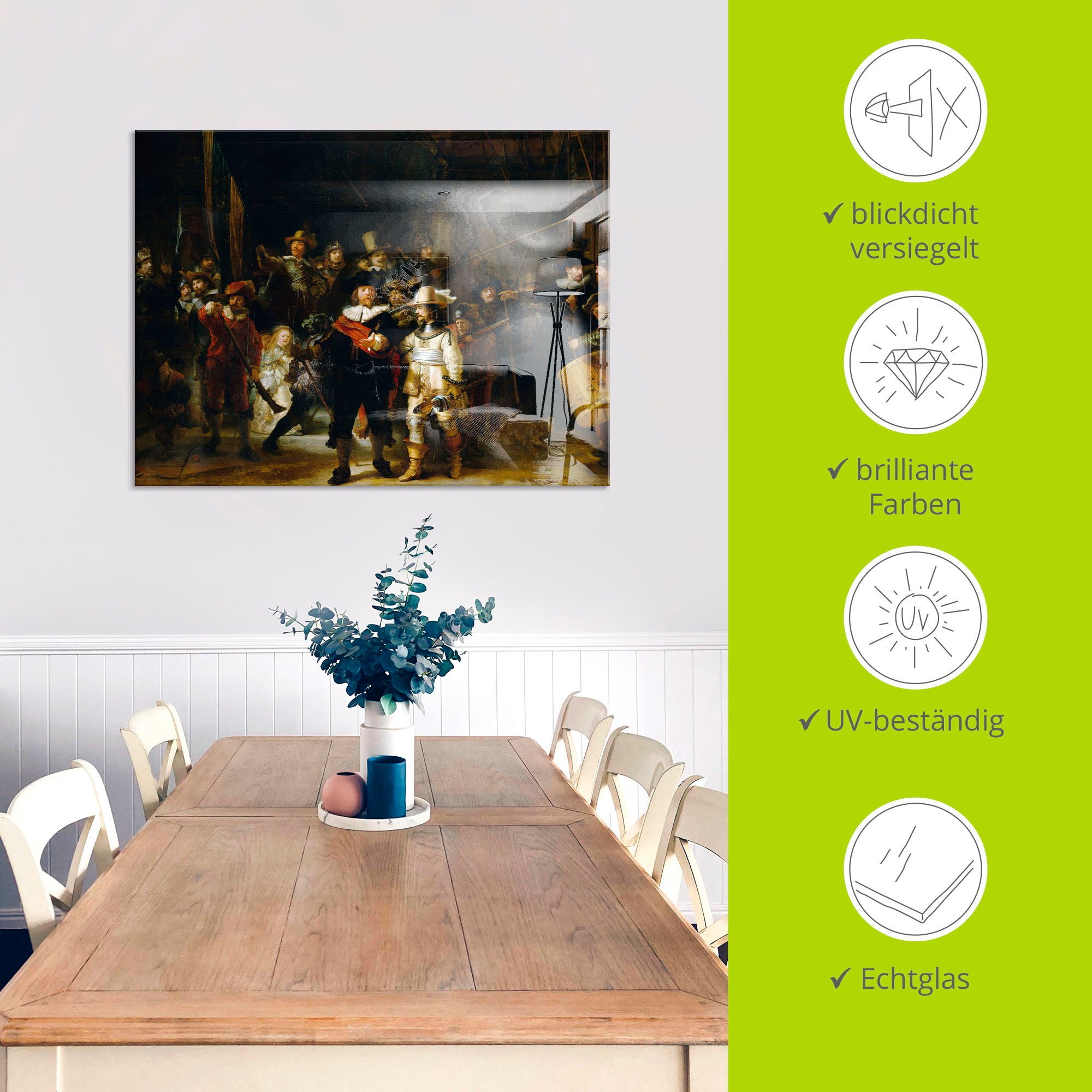Artland Print op glas De nachtwacht. 1642 in verschillende maten