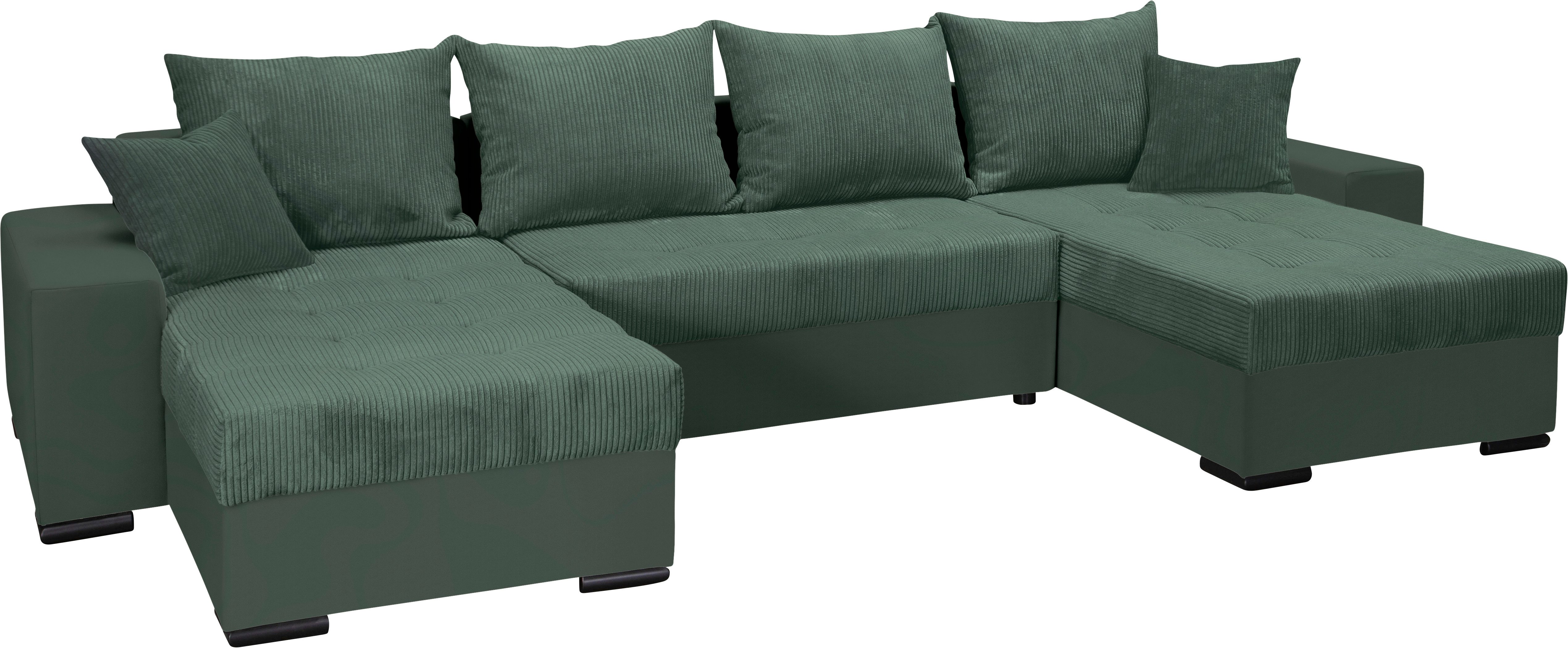COLLECTION AB Zithoek XL-Josy U-vorm, breedte 313 cm, cord-/mix incl. bedfunctie, bedlade, met 4 gelijk grote rugkussens