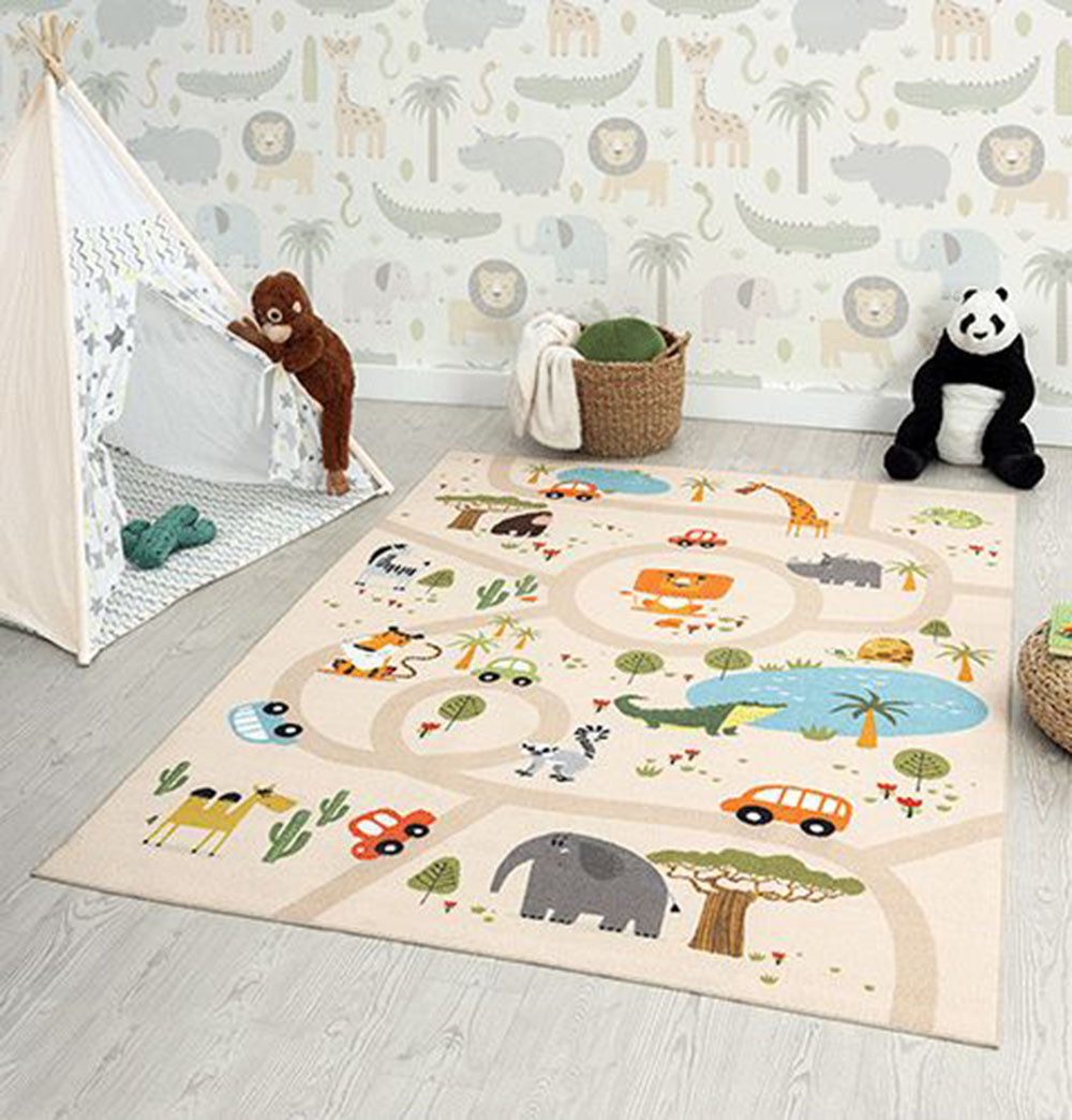 The carpet Vloerkleed Happy Life Life kinderkamer tapijt speelkleed onderhoudsvriendelijk