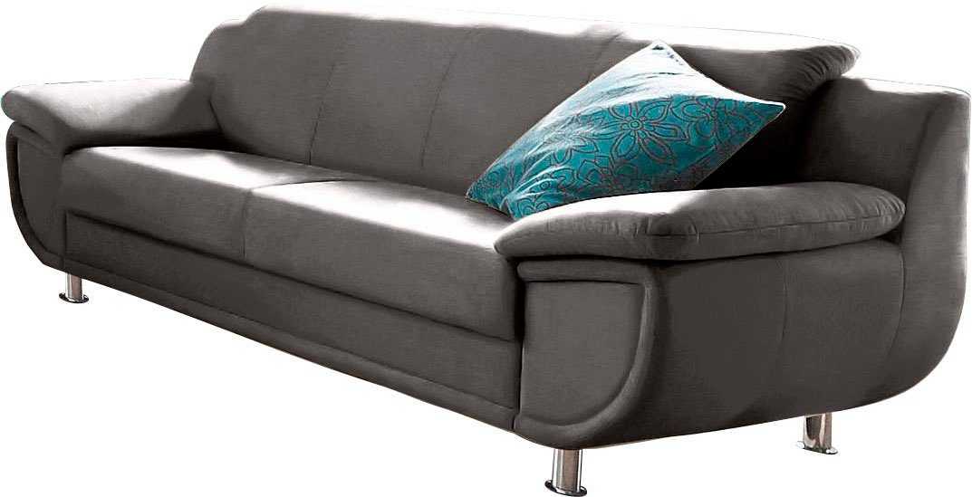 TRENDMANUFAKTUR 3-zitsbank Rondo, breedte 207 cm, brede armleuningen, chromen poten Big-sofa optioneel met bonnellvering, in verschillende bekledingen bestelbaar