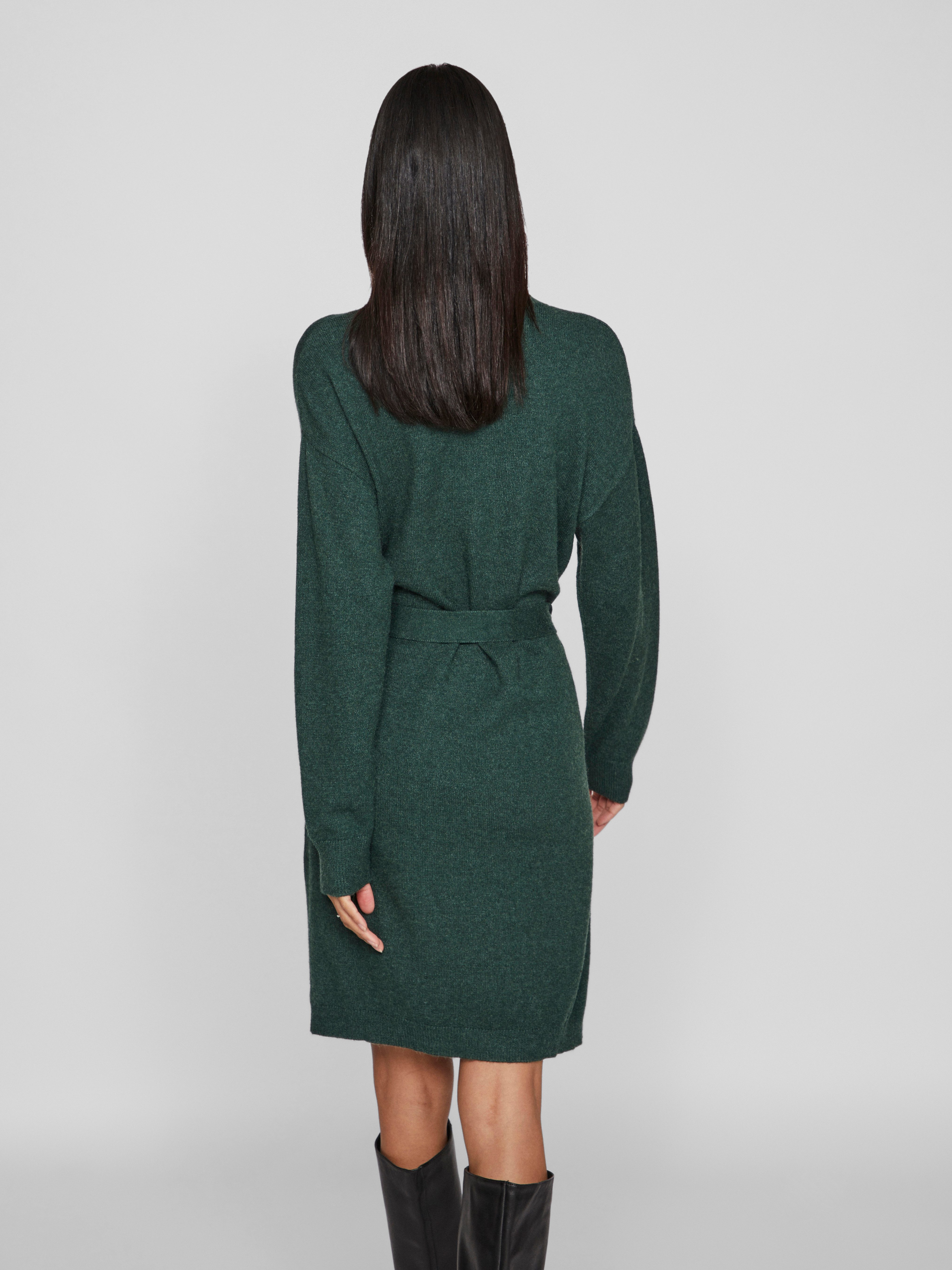 Vila Gebreide jurk VIRIL O-NECK L S BELT KNIT DRESS NOOS