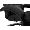 inosign relaxfauteuil zarina in gamingstoel design, met mechanische relaxfunctie, geïntegreerde voetensteun, draaifunctie, 1 kussen als hoofdsteun, zwart massief houten frame, zithoogte 45,5 cm zwart