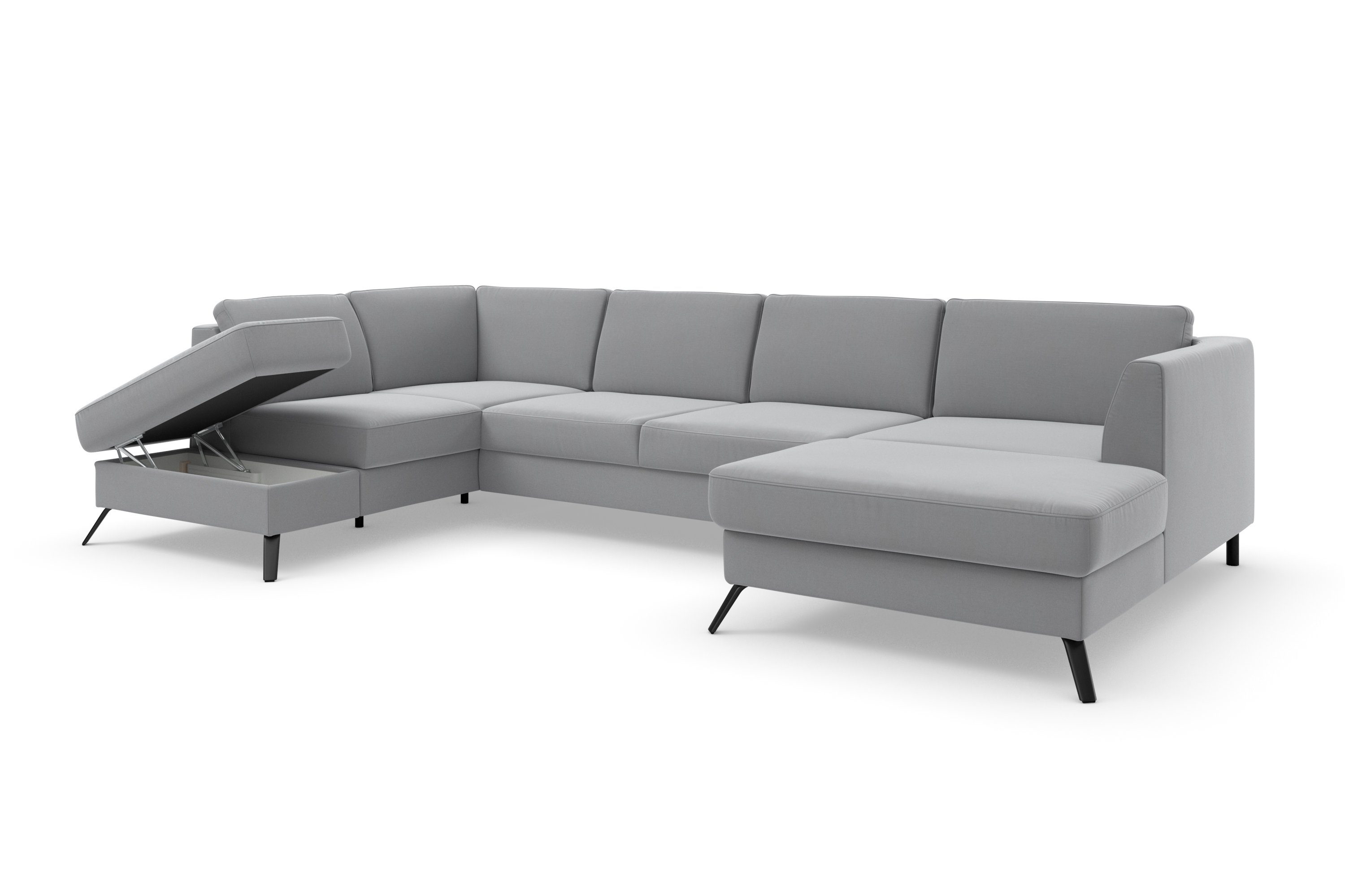 sit&more Zithoek Olsen U-vorm inclusief zitdiepteverstelling, naar keuze met slaapfunctie, 15 cm hoog