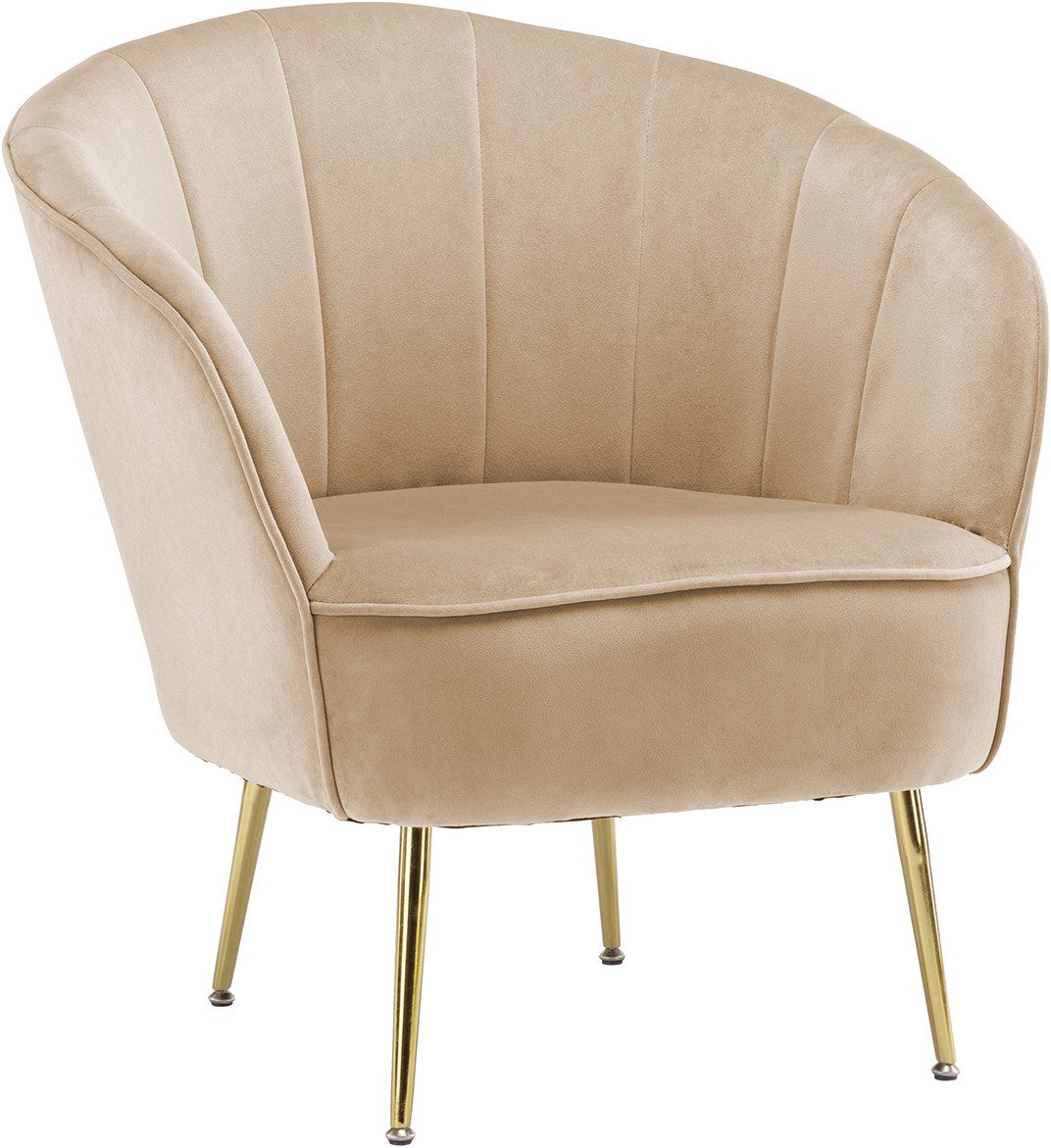 Kayoom Fauteuil Loulan 125, comfortabele cocktailstoel, luxe fluwelen bekleding Cocktailstoel, rugleuning met decoratieve naad, metalen poten in goud (1 stuk)