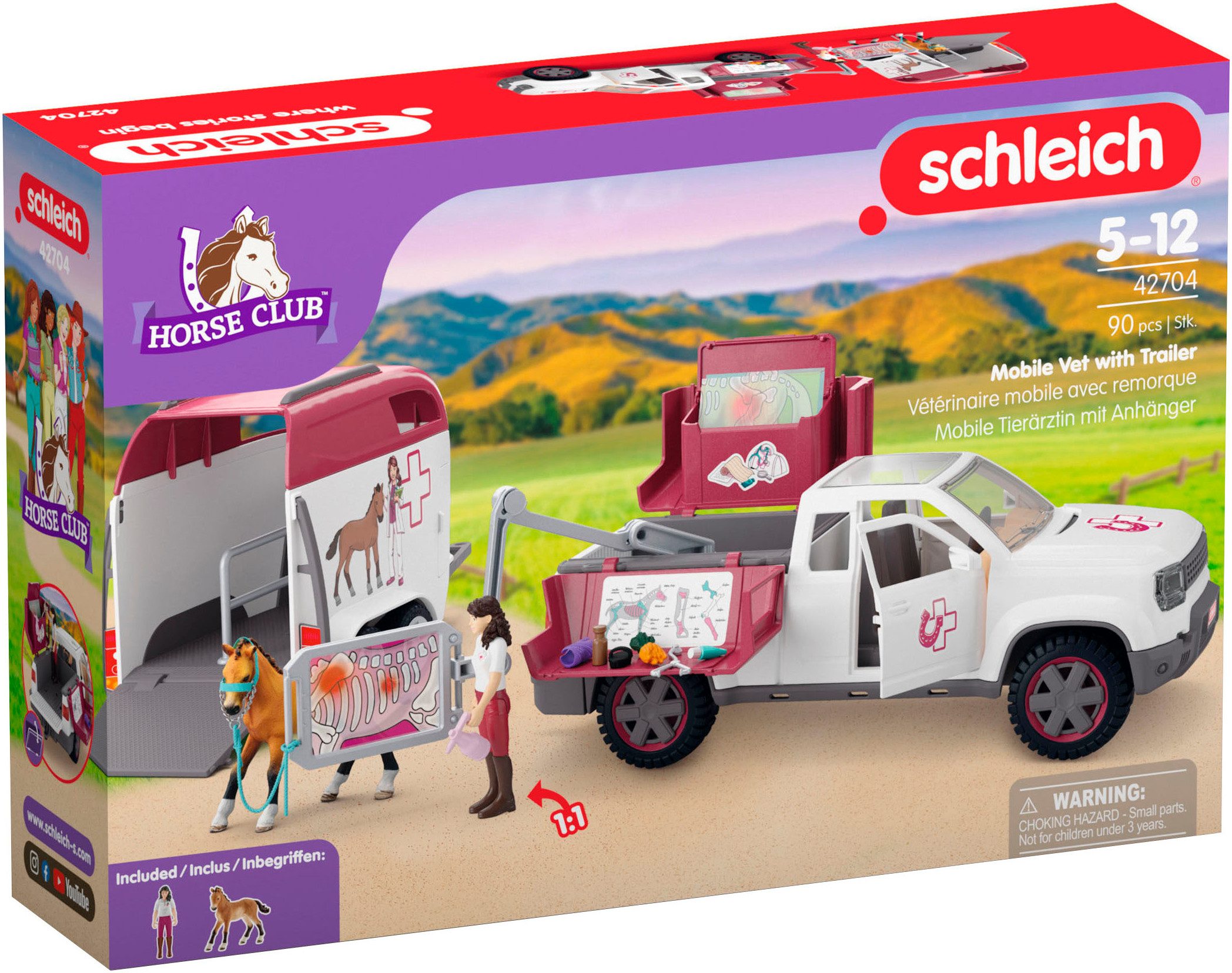 Schleich® Speelgoedauto HORSE CLUB, Mobile Tierärztin mit Anhänger (42704)