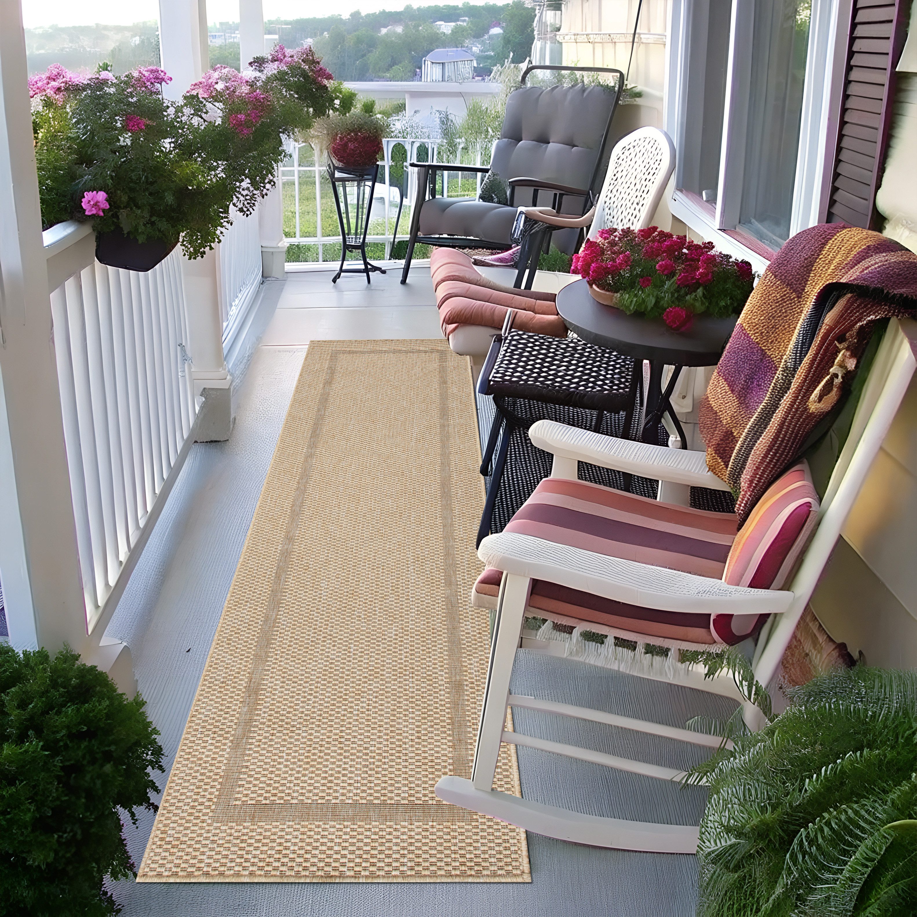 my home Vloerkleed Venetië rand is ook als loper verkrijgbaar Geschikt voor binnen en buiten, sisal-look, weerbestendig & uv-bestendig