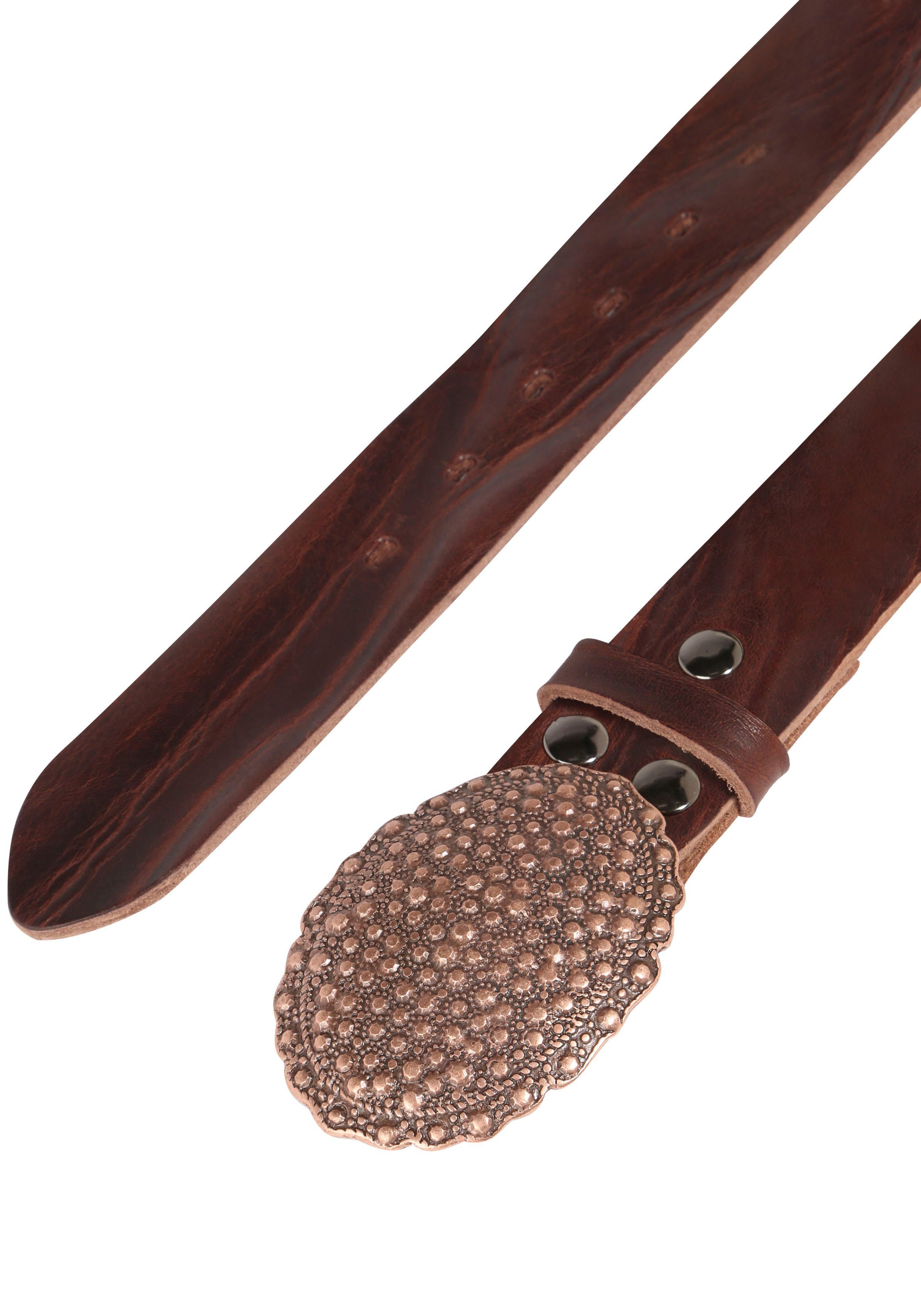RETTUNGSRING by showroom 019° Leren riem met verwisselbare sluiting "ovaal nieten koper"