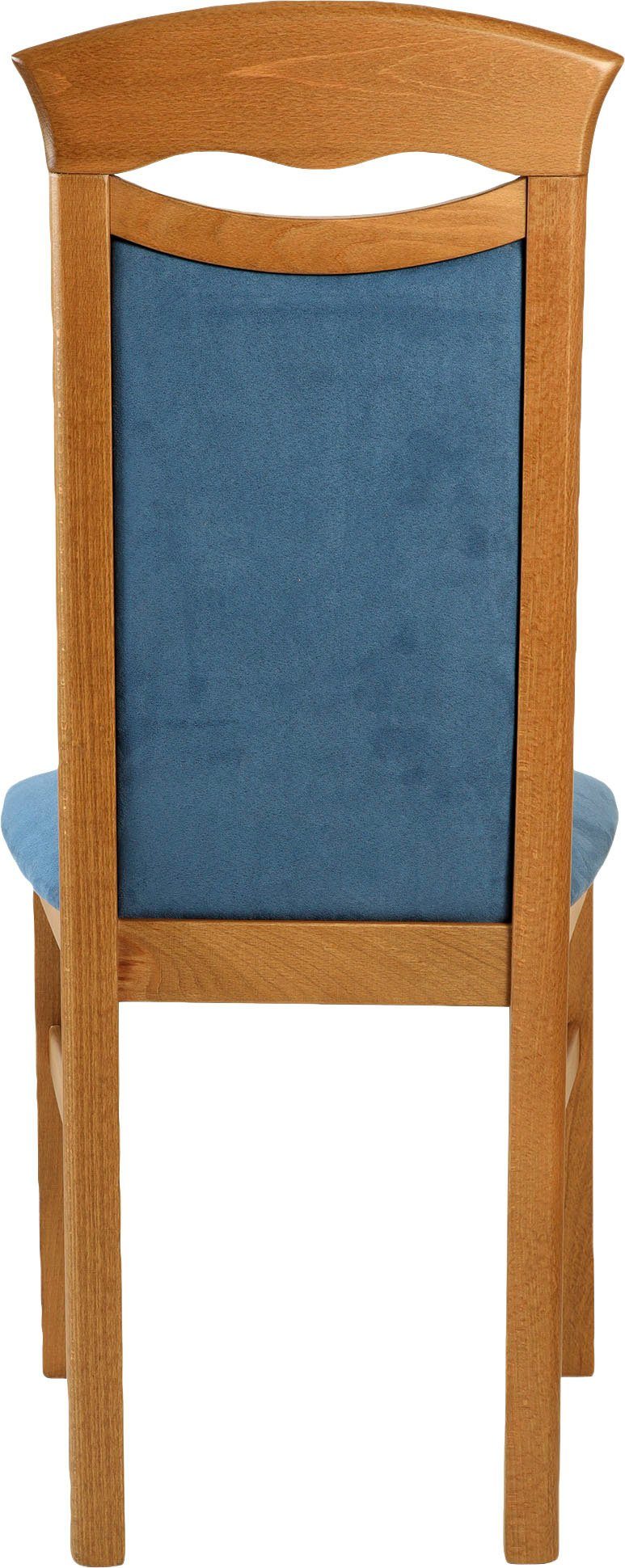 Home affaire Eetkamerstoel Franz slijtvast microvezel, onderstel beuken naturel of wit, houten stoel (set, 2 stuks)