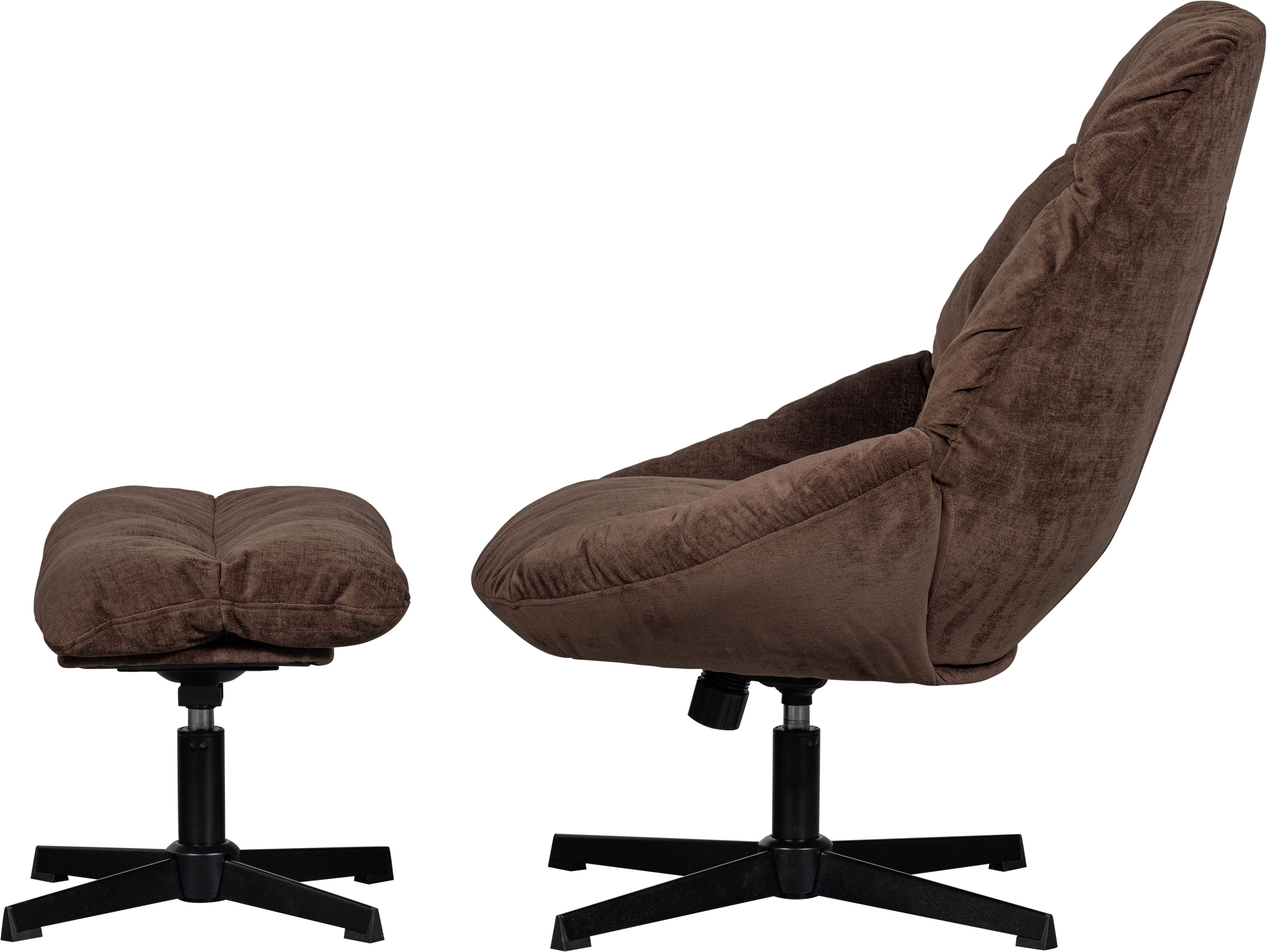 WOOOD Draaibare fauteuil Yaro met poef, breedte 71 cm