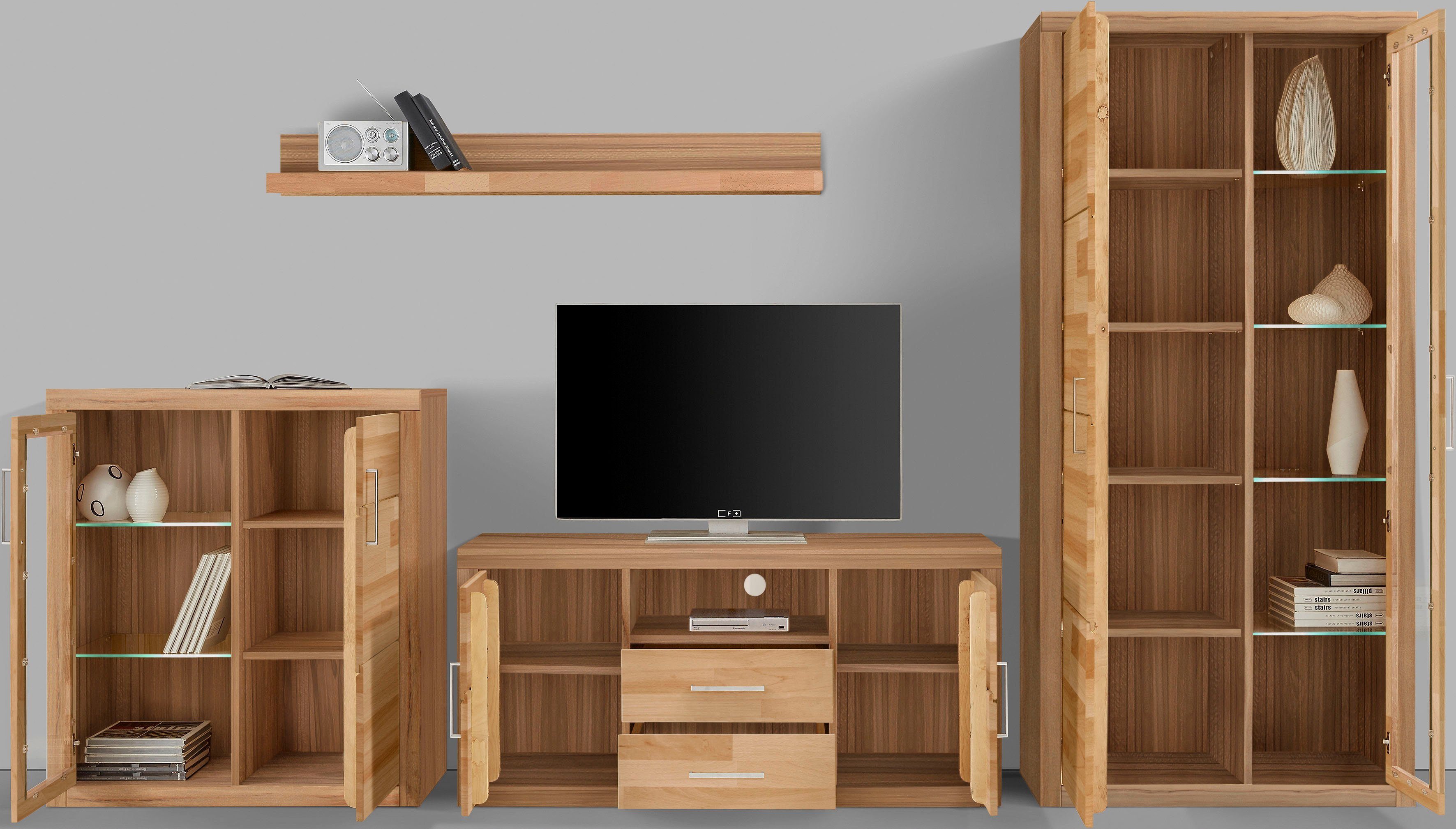 Home affaire Wandmeubel Logo gedeeltelijk massief hout (set, 4-delig)