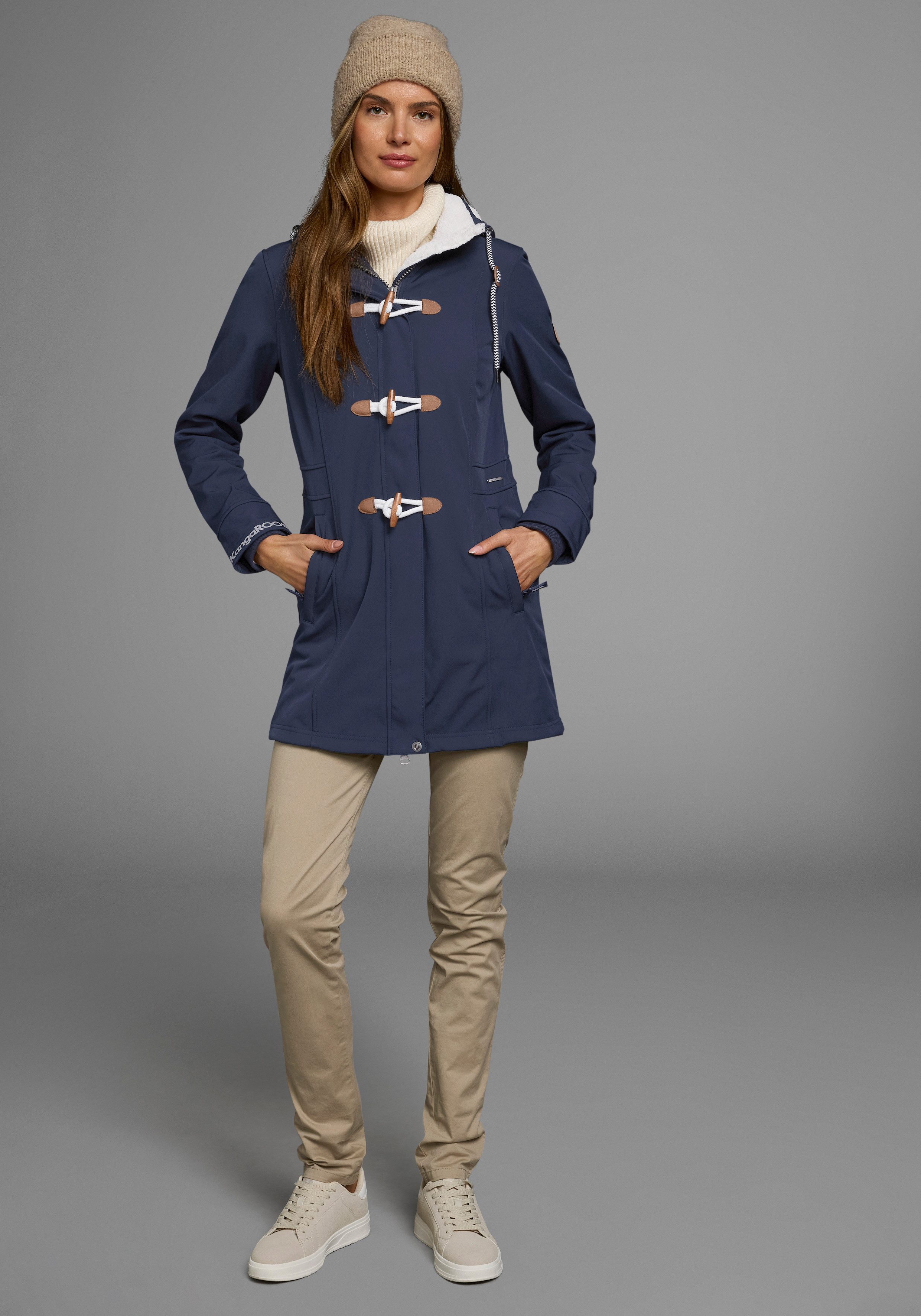 KangaROOS Softshell-jack figuurvolgende pasvorm, normale snit, met afneembare capuchon