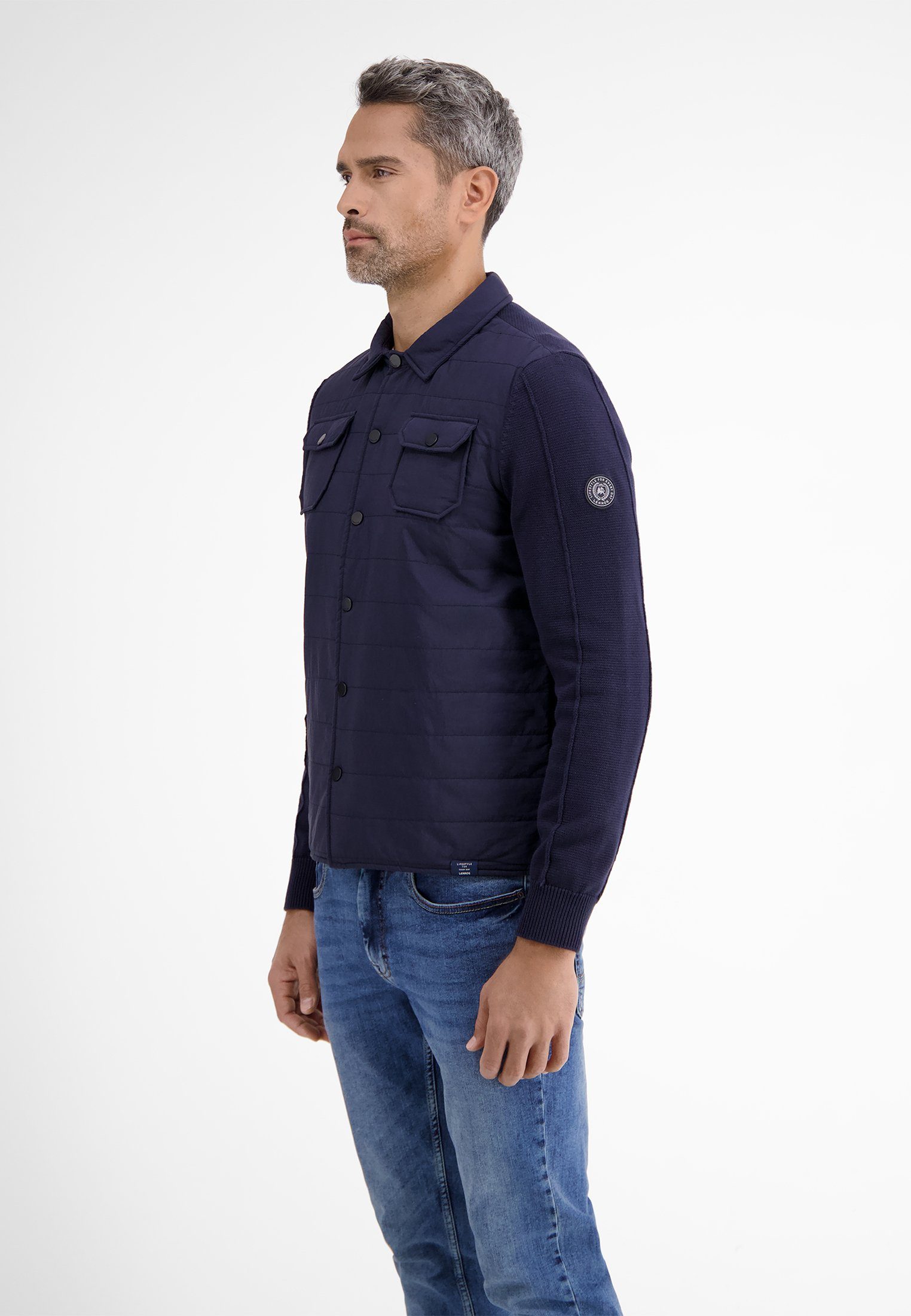 Lerros Vest LERROS brei jack met nylon gestikte look