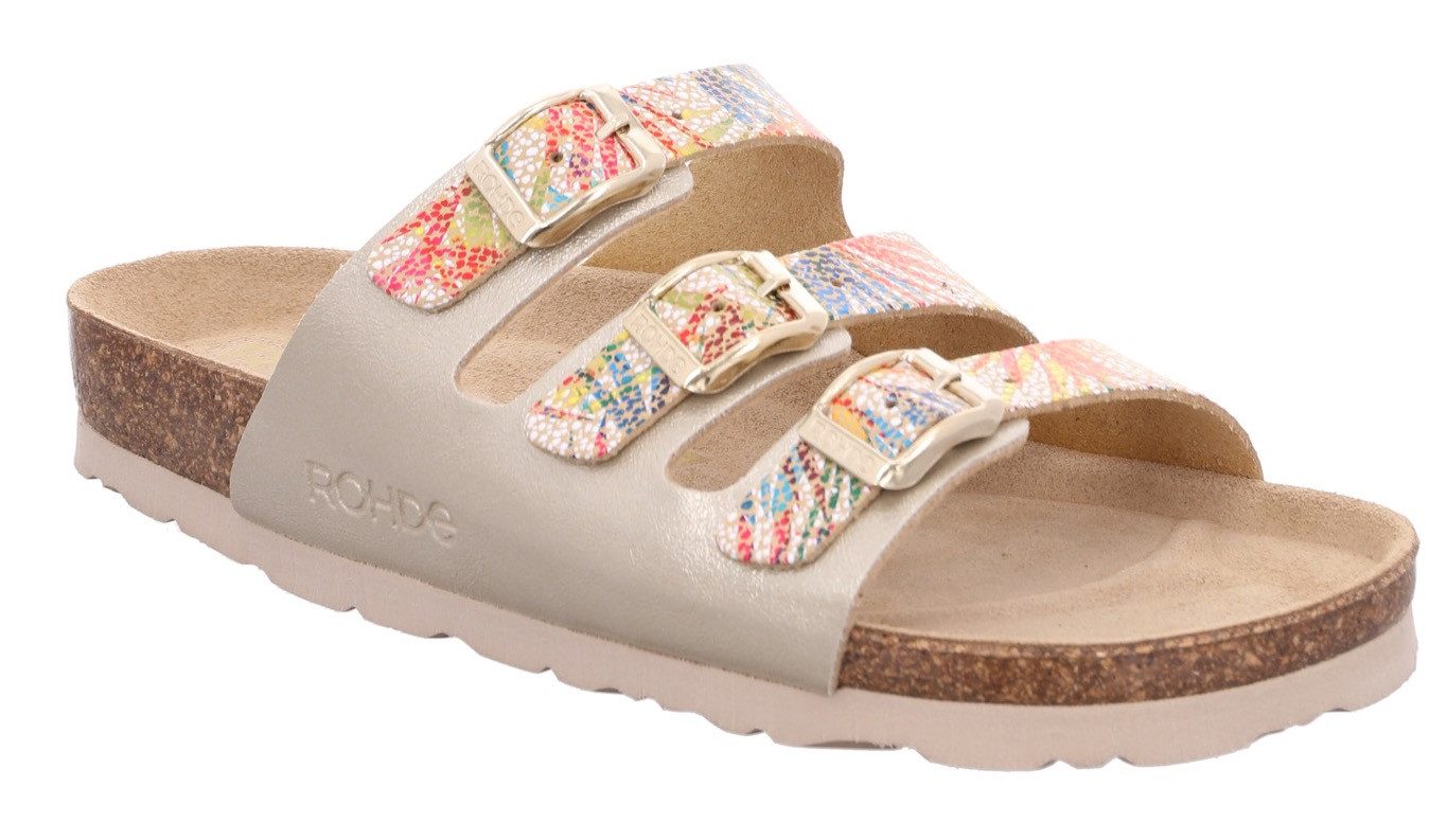 Rohde Slippers Alba Zomerschoen, huisschoen, strandschoen, slippers met drie gespen dames sandaaltjes maat 35 beige