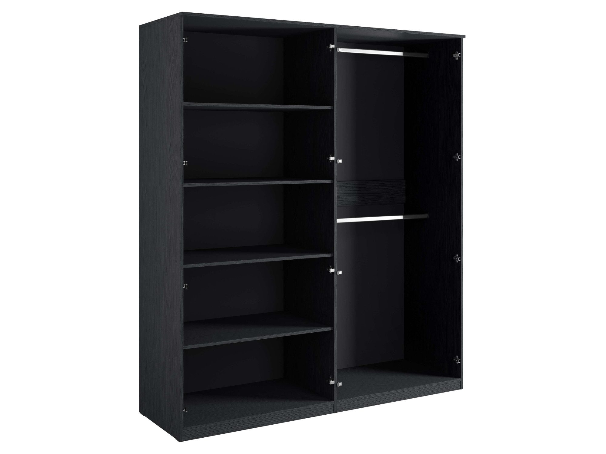 Leonique Kledingkast Bellot met 4 inlegplanken en 2 kledingstangen Garderobe met 4 draaideuren en goudkleurige handgrepen, BxDxH 180x59x209 cm