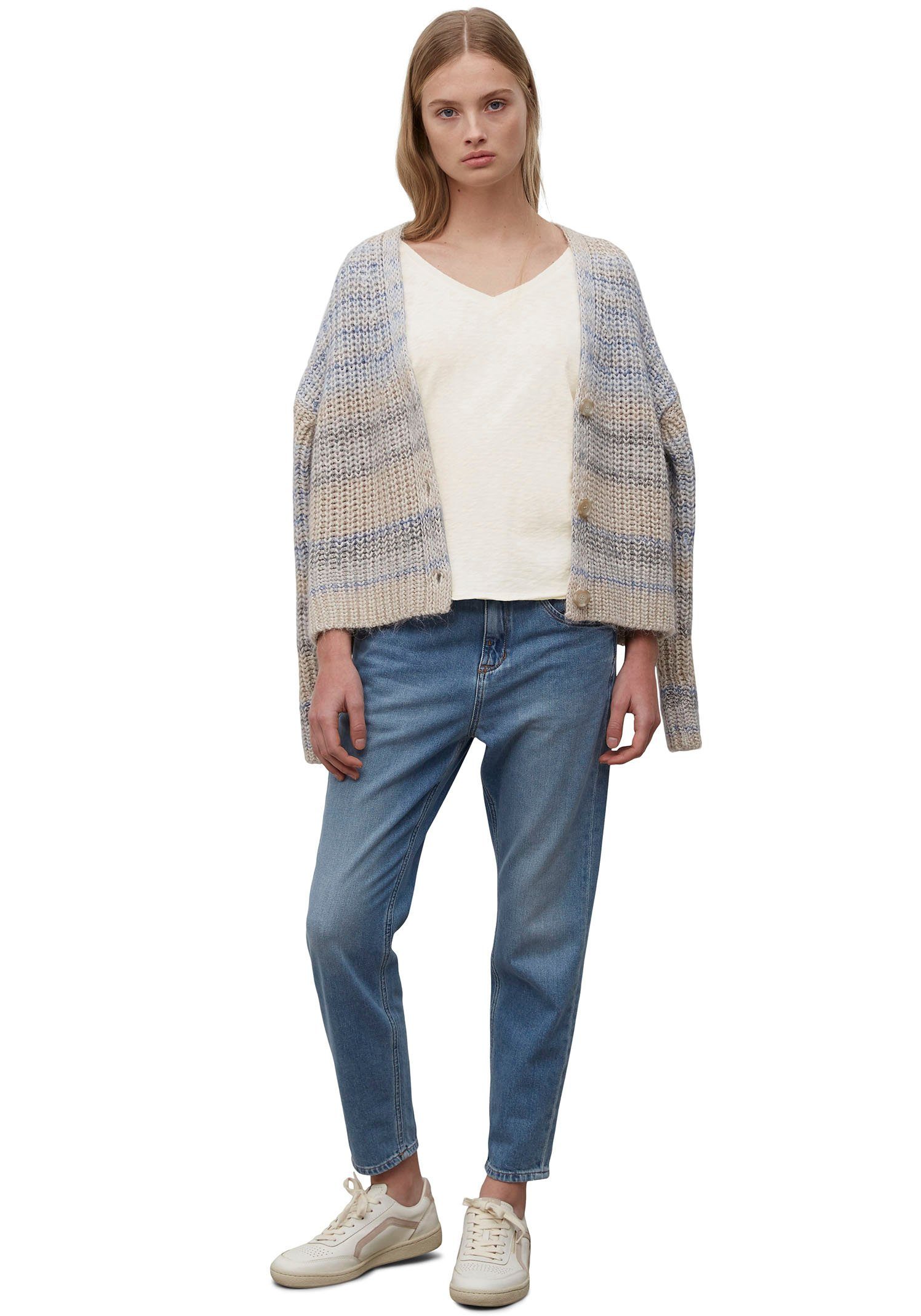 Marc O'Polo DENIM T-shirt met afgeronde v-hals