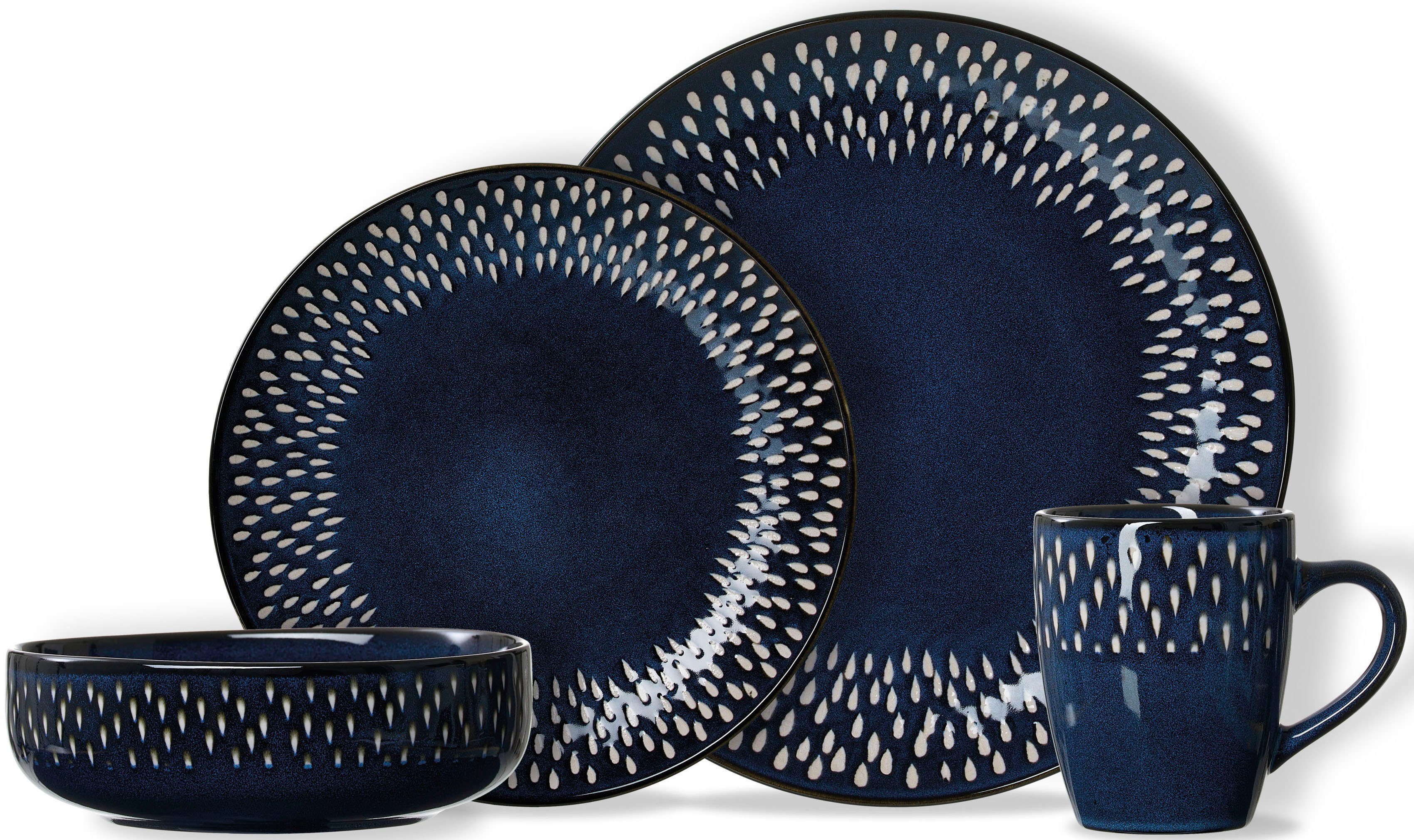 Ritzenhoff & Breker Combi-servies Lagune Servies, reactieve glazuur, elk stuk is uniek (set, 16-delig)