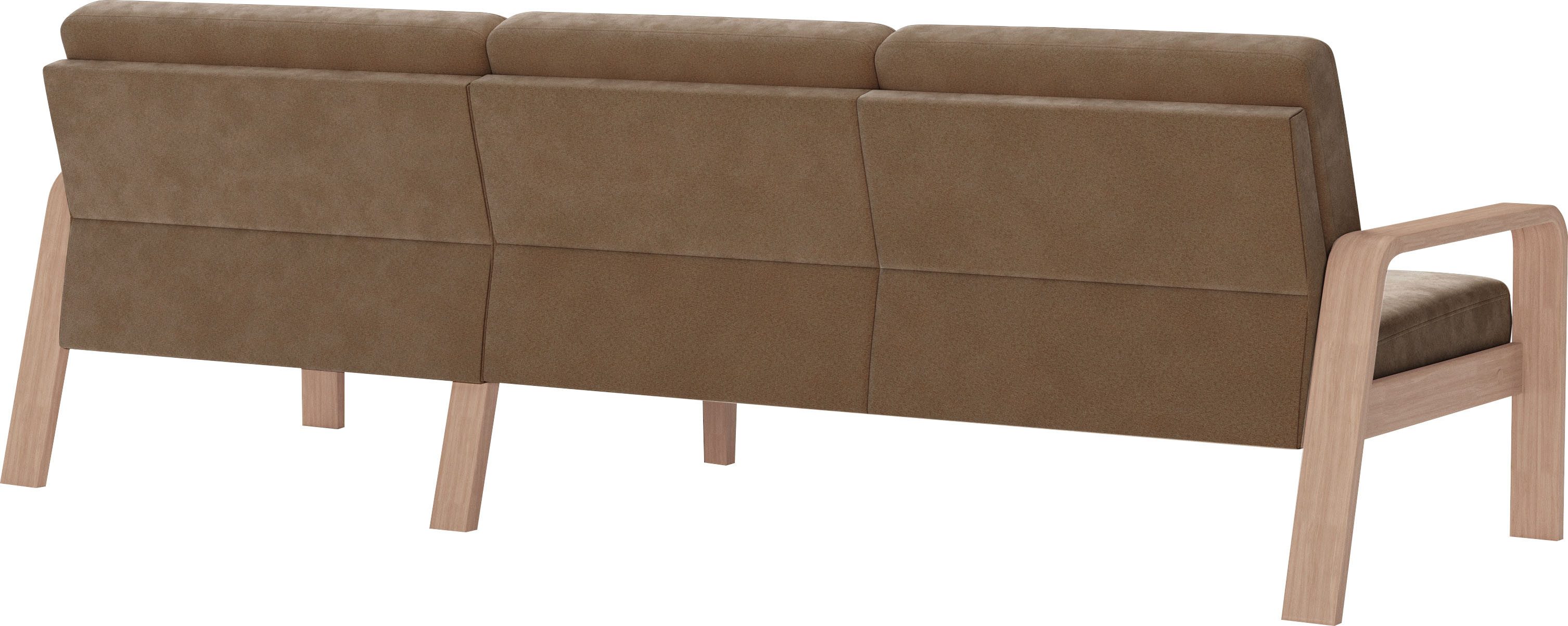 sit&more Hoekbank Kolding L-vorm Armleuningen van natuurlijk beukenhout, verschillende bekledingen en kleuren
