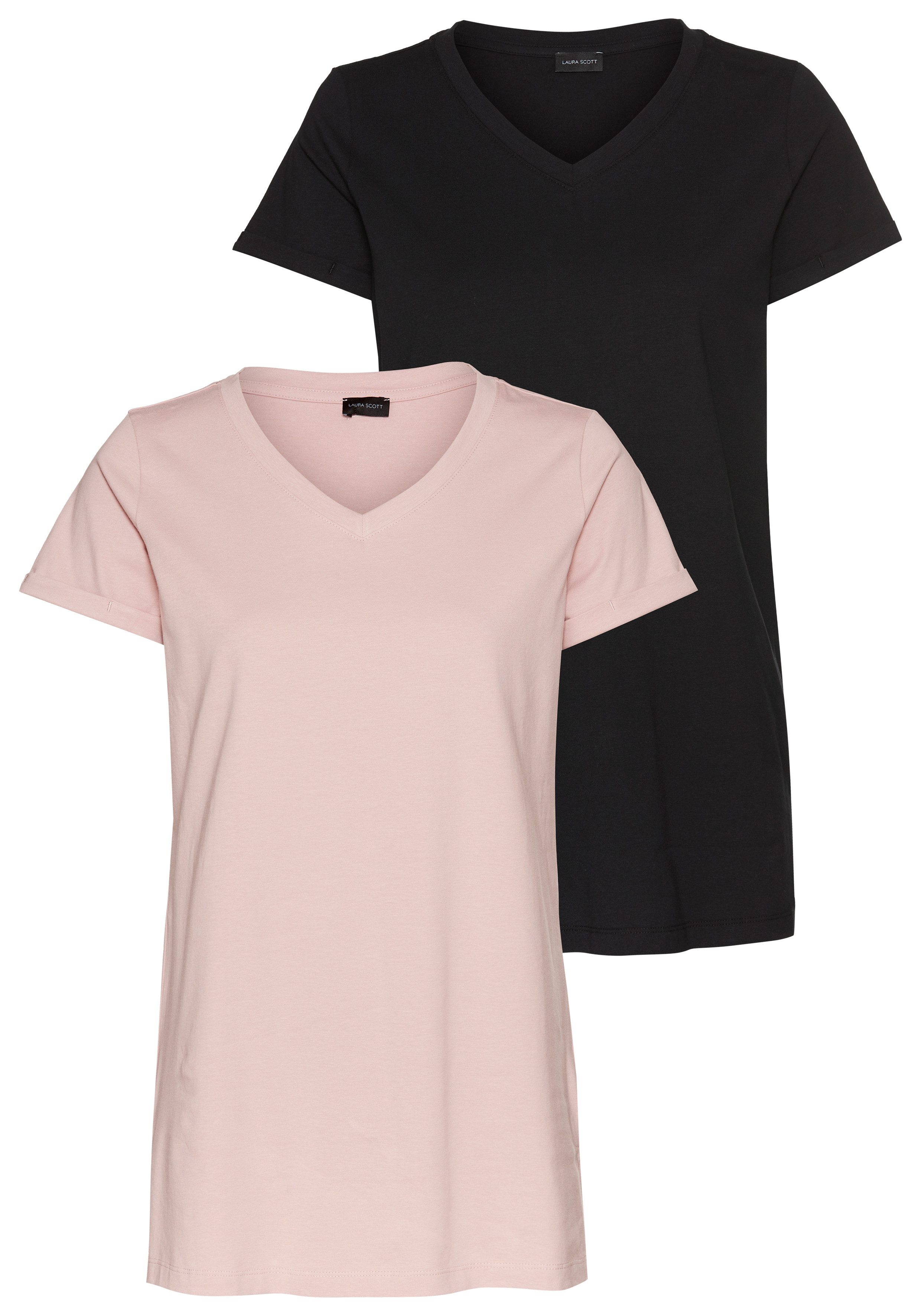 Laura Scott Lang shirt V-hals (2 stuks)