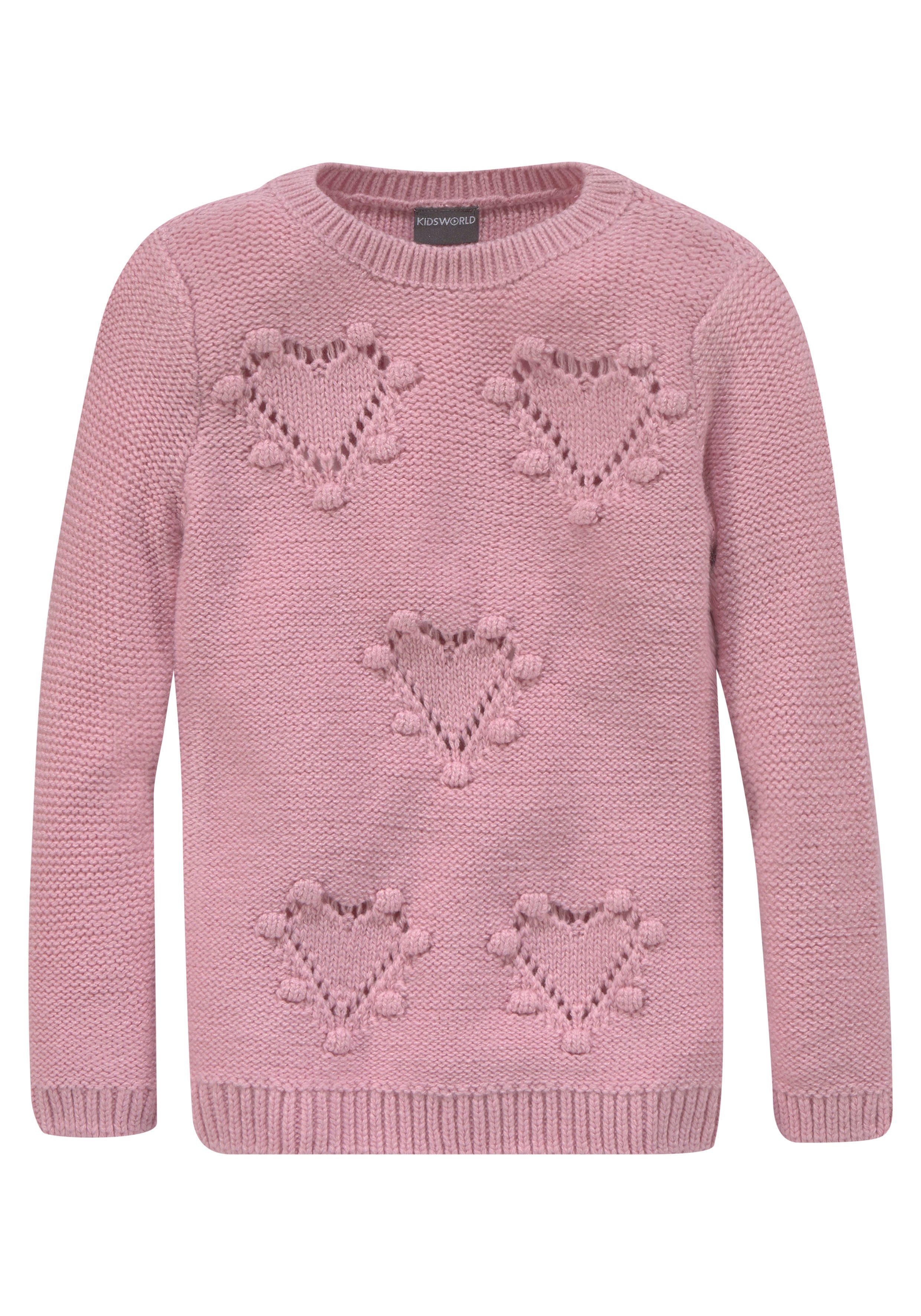 KIDSWORLD Gebreide trui Long sweater with heart pattern for little girls