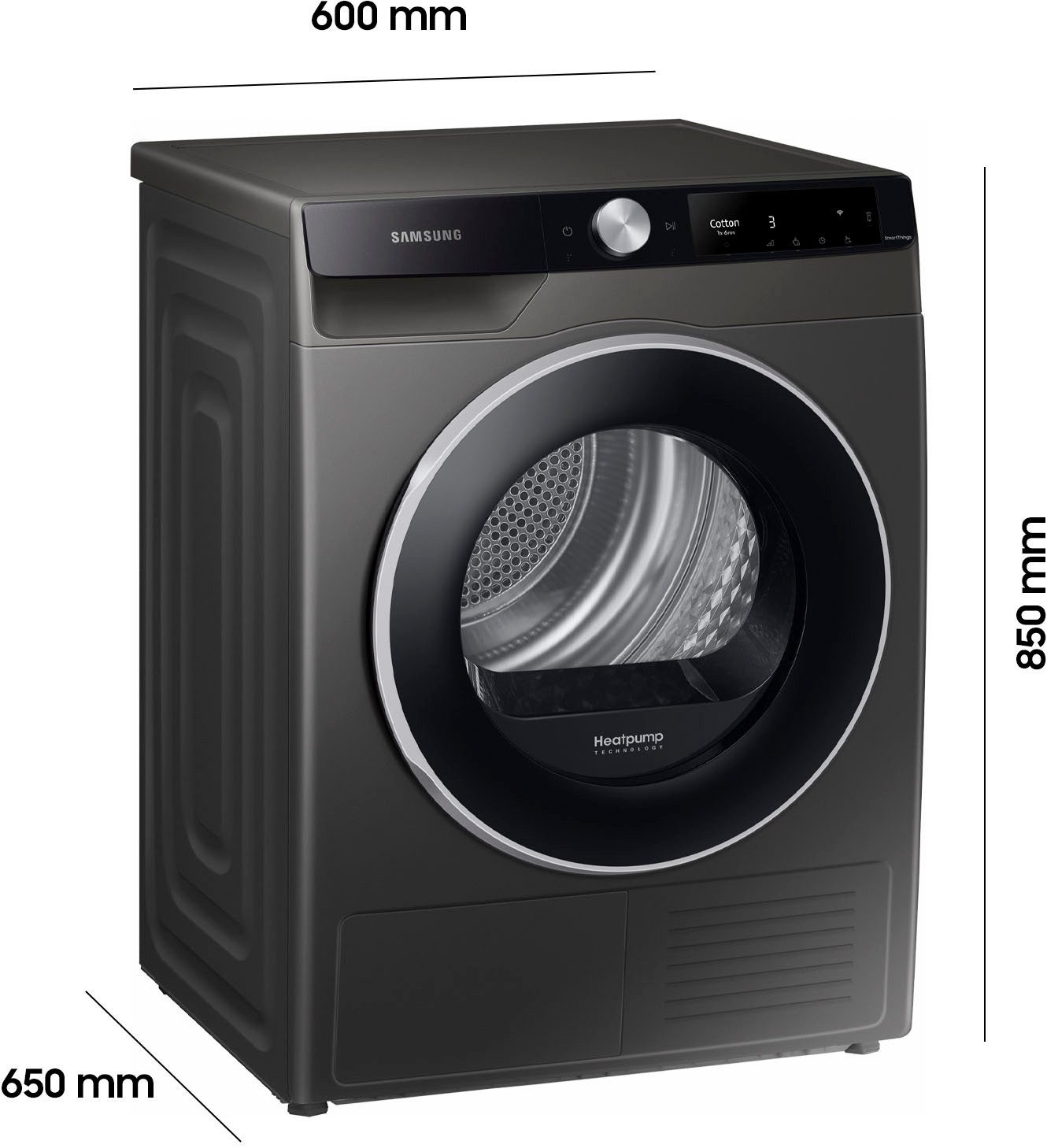 Samsung Warmtepompdroger DV80T6220LX/S2, 8 kg, Kreukbescherming