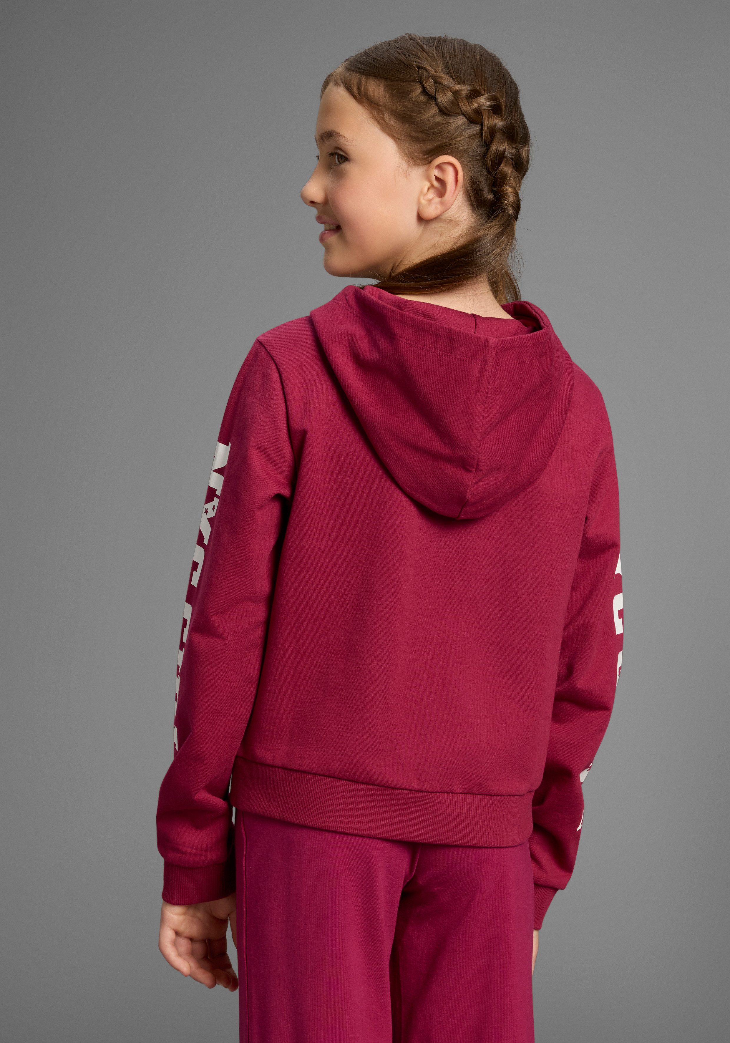 KIDSWORLD Hoodie Shirt met mouwprint Lange mouwen, met stijlvolle print, met capuchon, van katoen