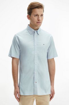 tommy hilfiger overhemd met korte mouwen soft micro print rf shirt blauw