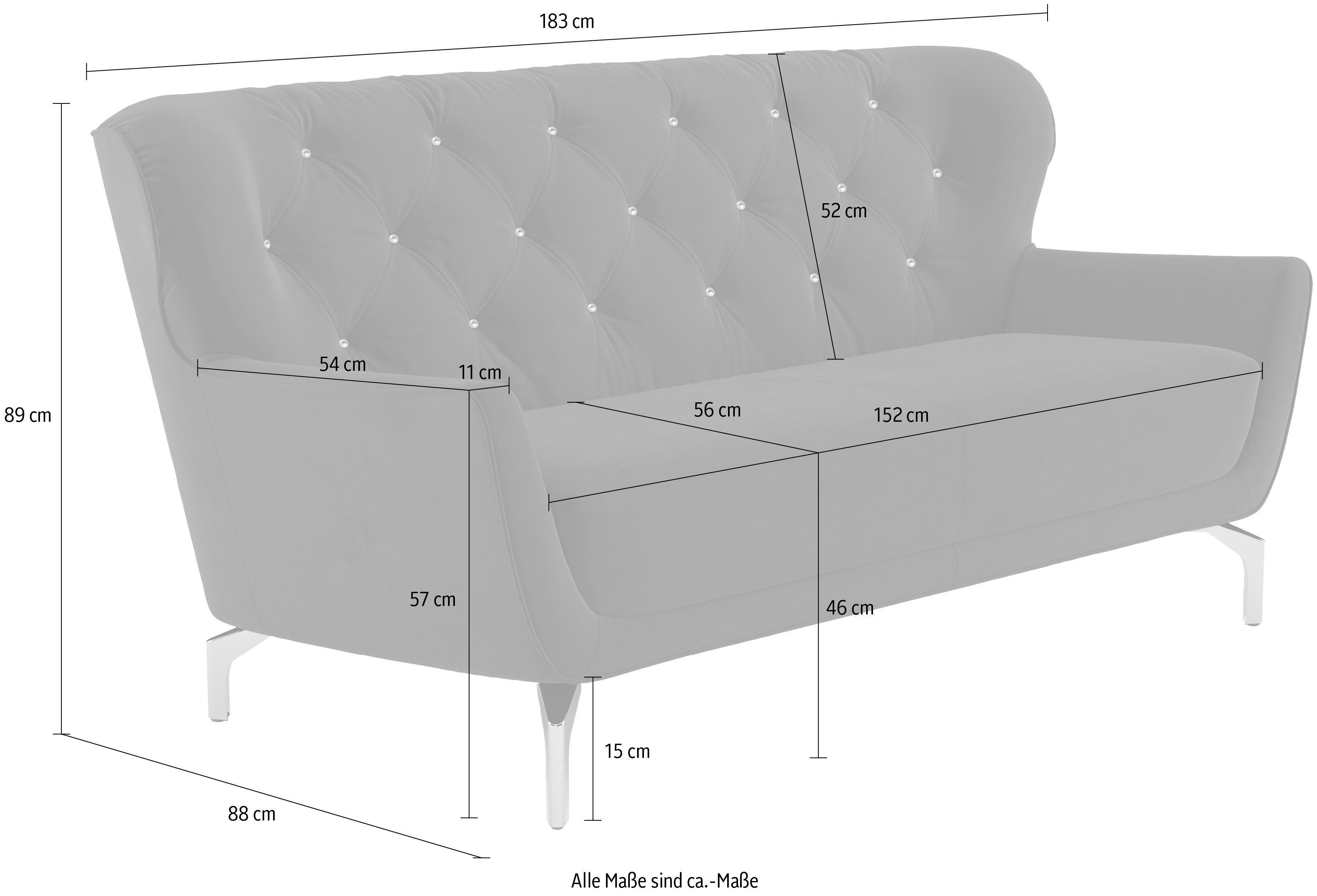 sit&more 3-zitsbank Orient 3 incl. 2 sierkussens met strassteentjes, goudkleurige metalen poten