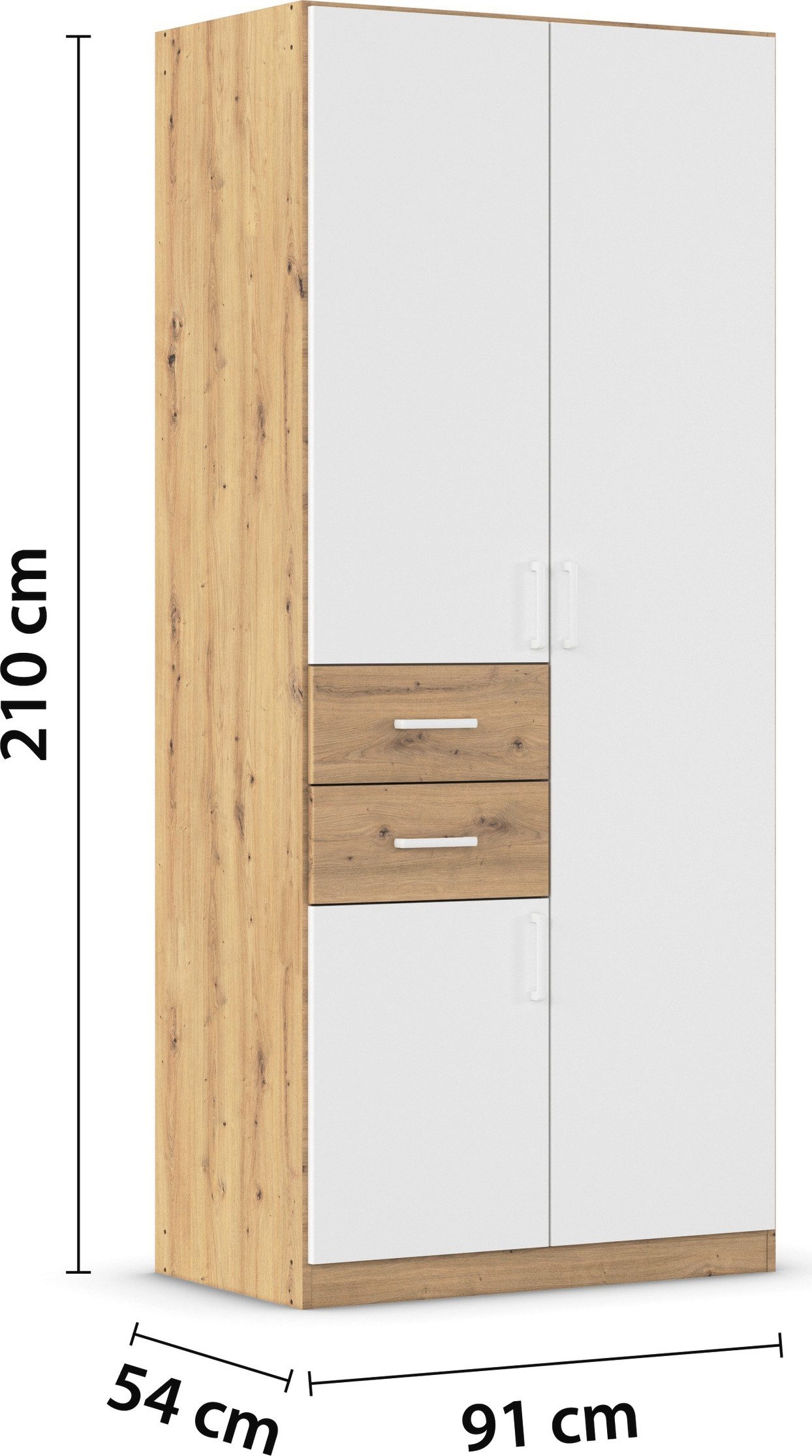 rauch Draaideurkast Kledingkast kast garderobe MAIKA met decor-front 2 lades, in verschillende breedtes, hoogtes, kleuren, made in germany
