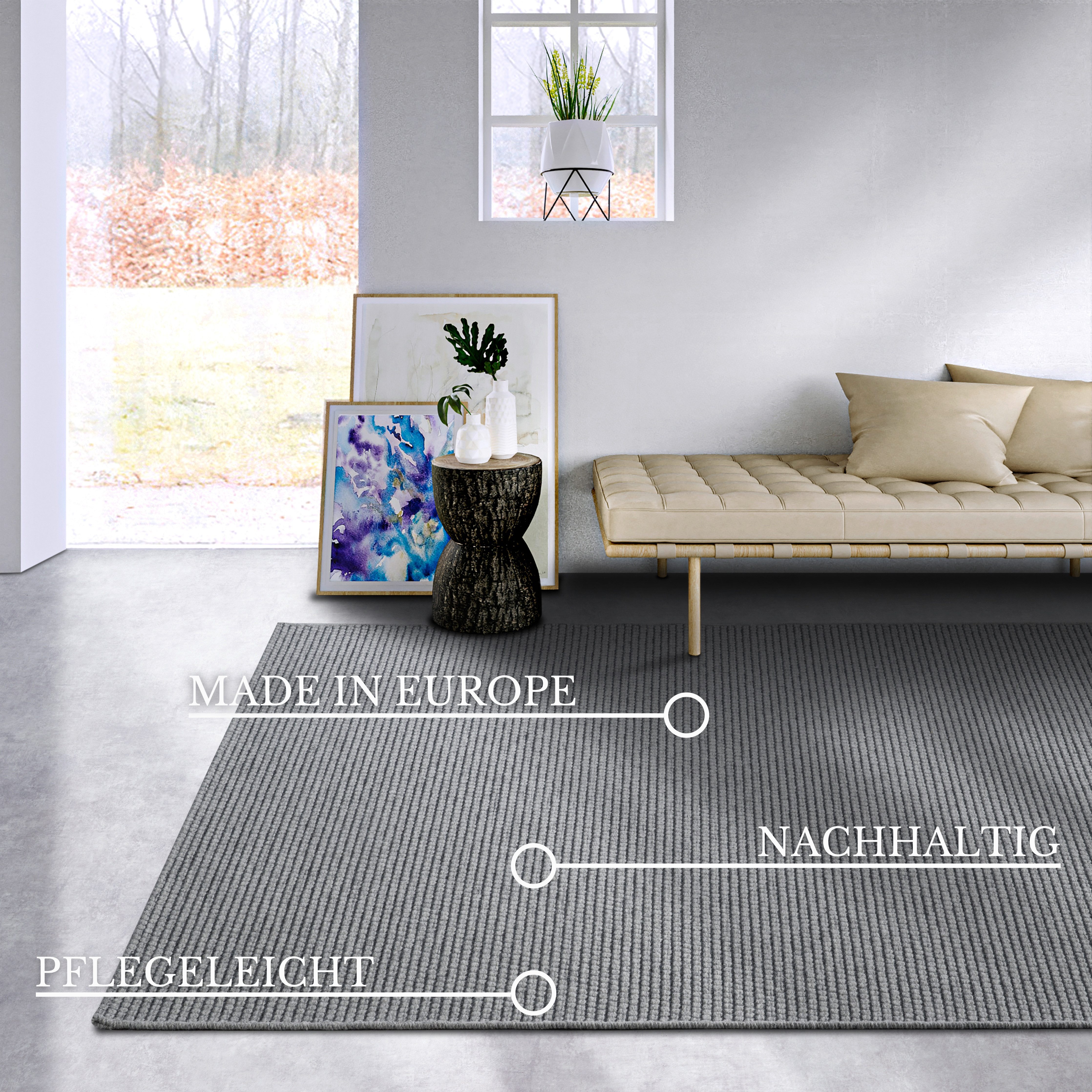 Villeroy & Boch Wollen kleed CHARLES Scheerwol, wol, natuur, woonkamer, slaapkamer, boho, scandi