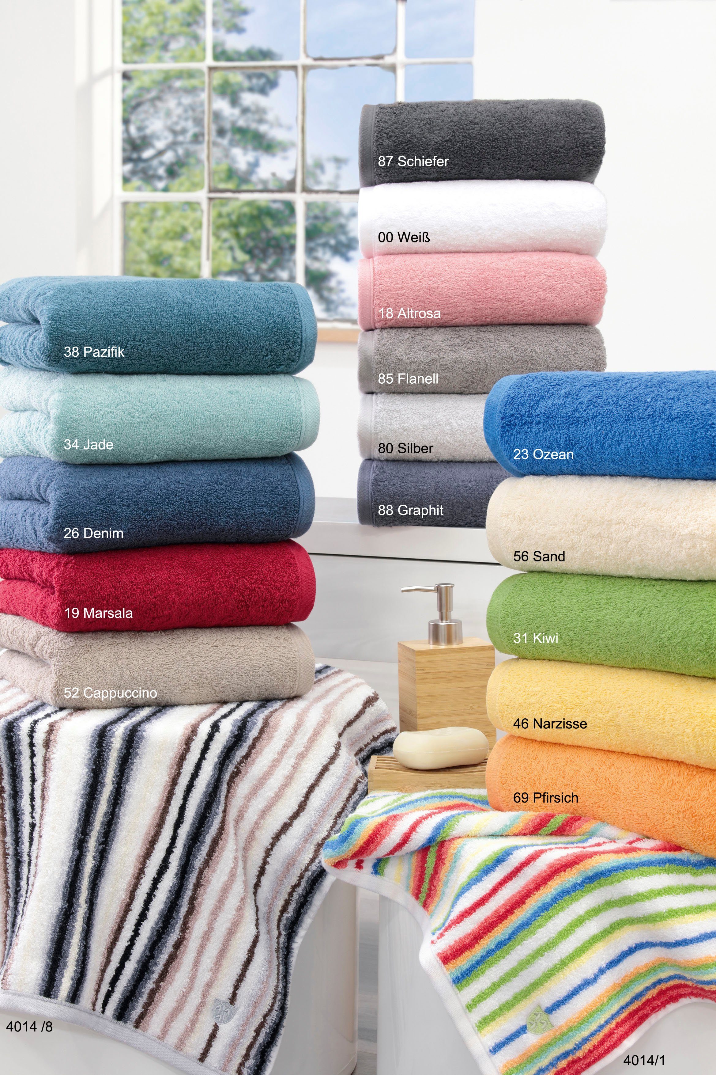 ROSS Handdoek VITA met strepen en geborduurd ross-embleem (2 stuks)