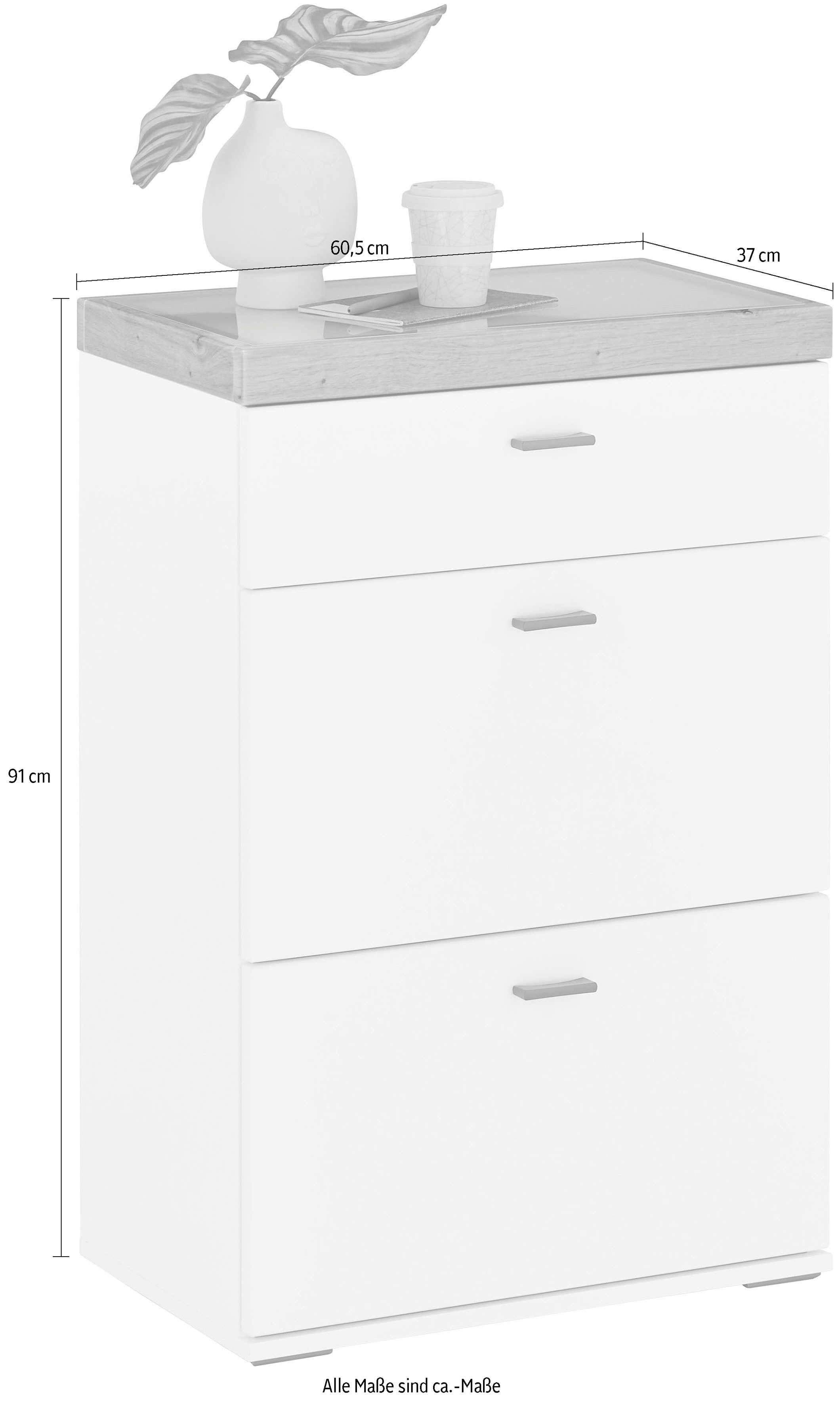 set one by Musterring Highboard Lancaster Dielen inclusief led-verlichting, in 2 kleuren verkrijgbaar, b 61 x h 91 cm