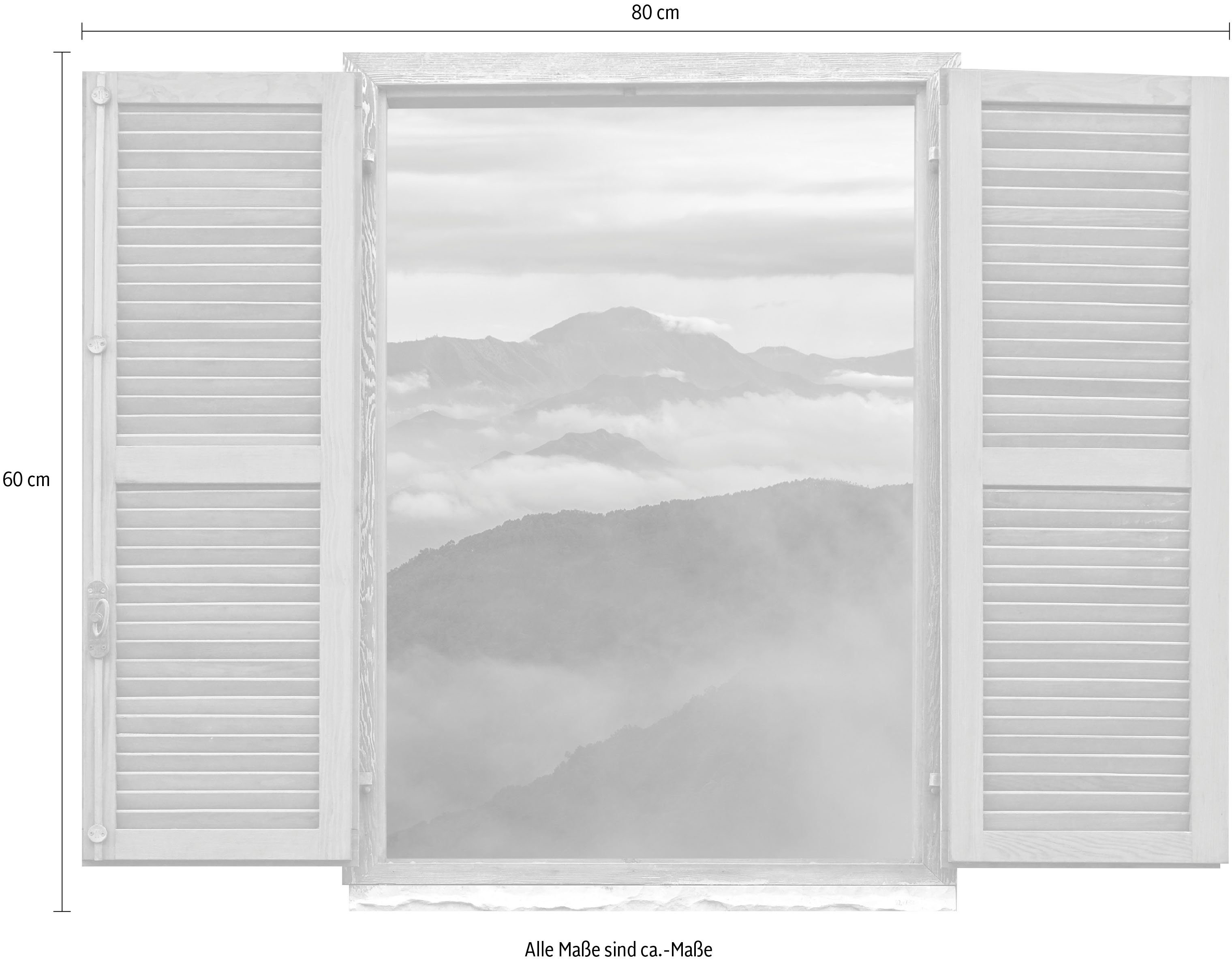 queence Wandfolie Panorama-uitzicht over de B Muursticker, muurdecoratie, zelfklevend, 3D, raam (1 stuk)