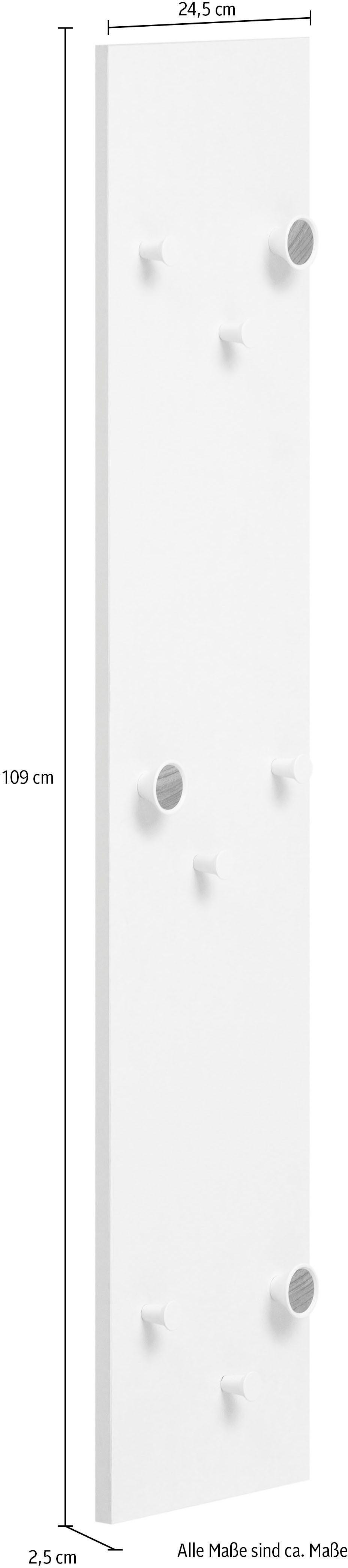 Schildmeyer Kapstokpaneel Bjarne, breedte 24 cm Met 9 kledinghaken, deels in houtlook