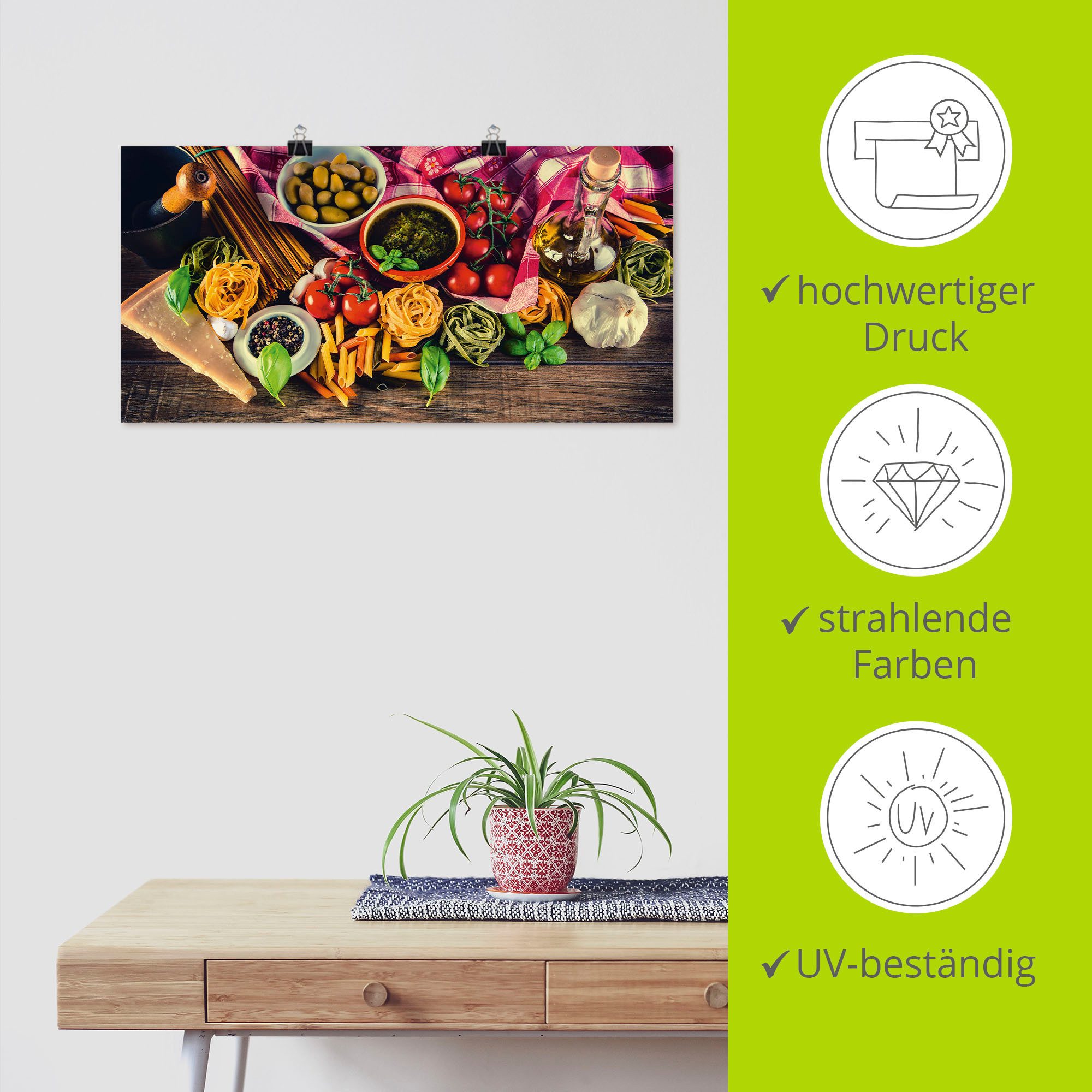 Artland Artprint Italiaans mediterraan eten als artprint van aluminium, artprint voor buiten, artprint op linnen, poster, muursticker