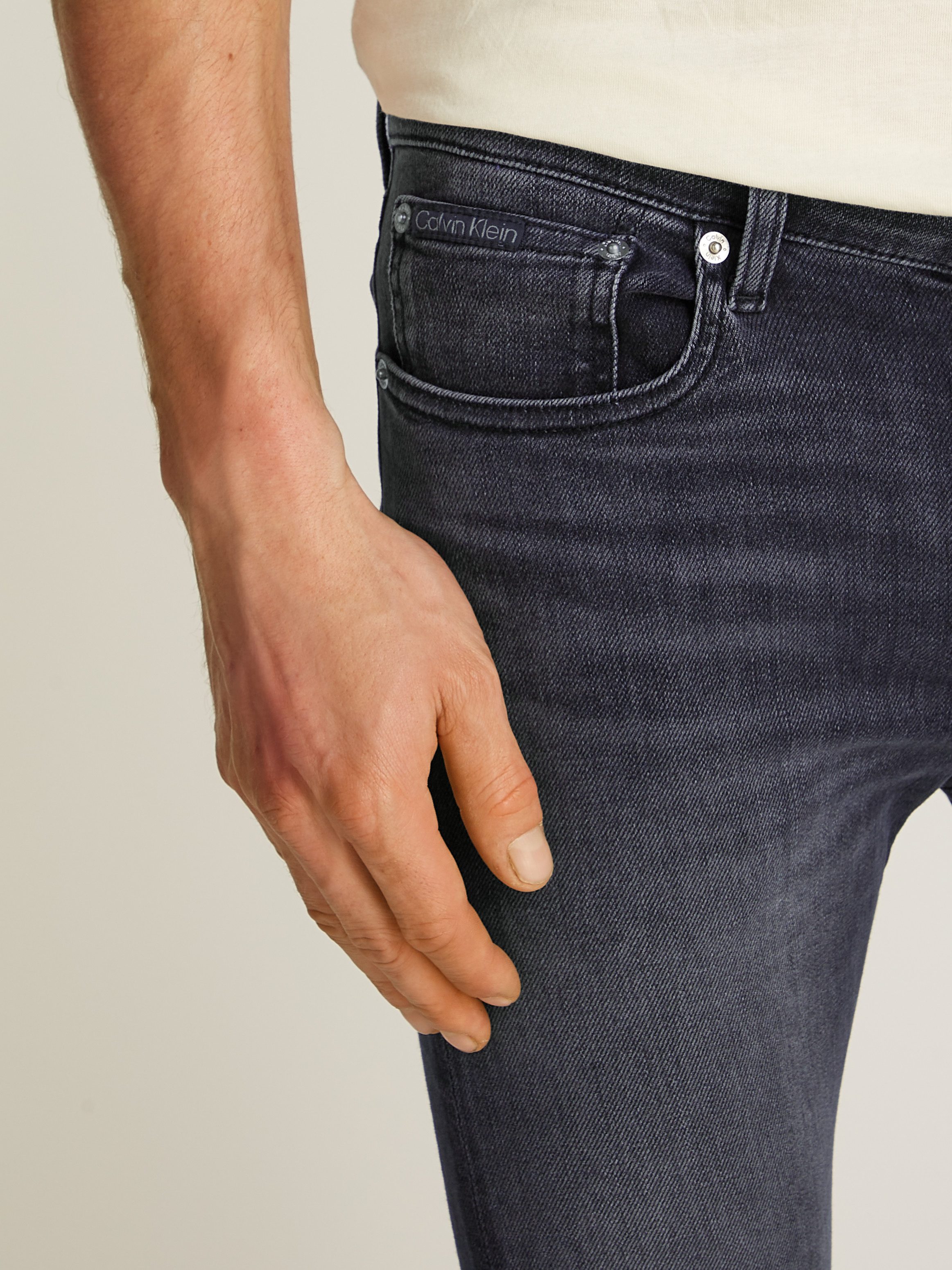 Calvin Klein Stretch jeans Skinny Muntzakje, logo borduursel