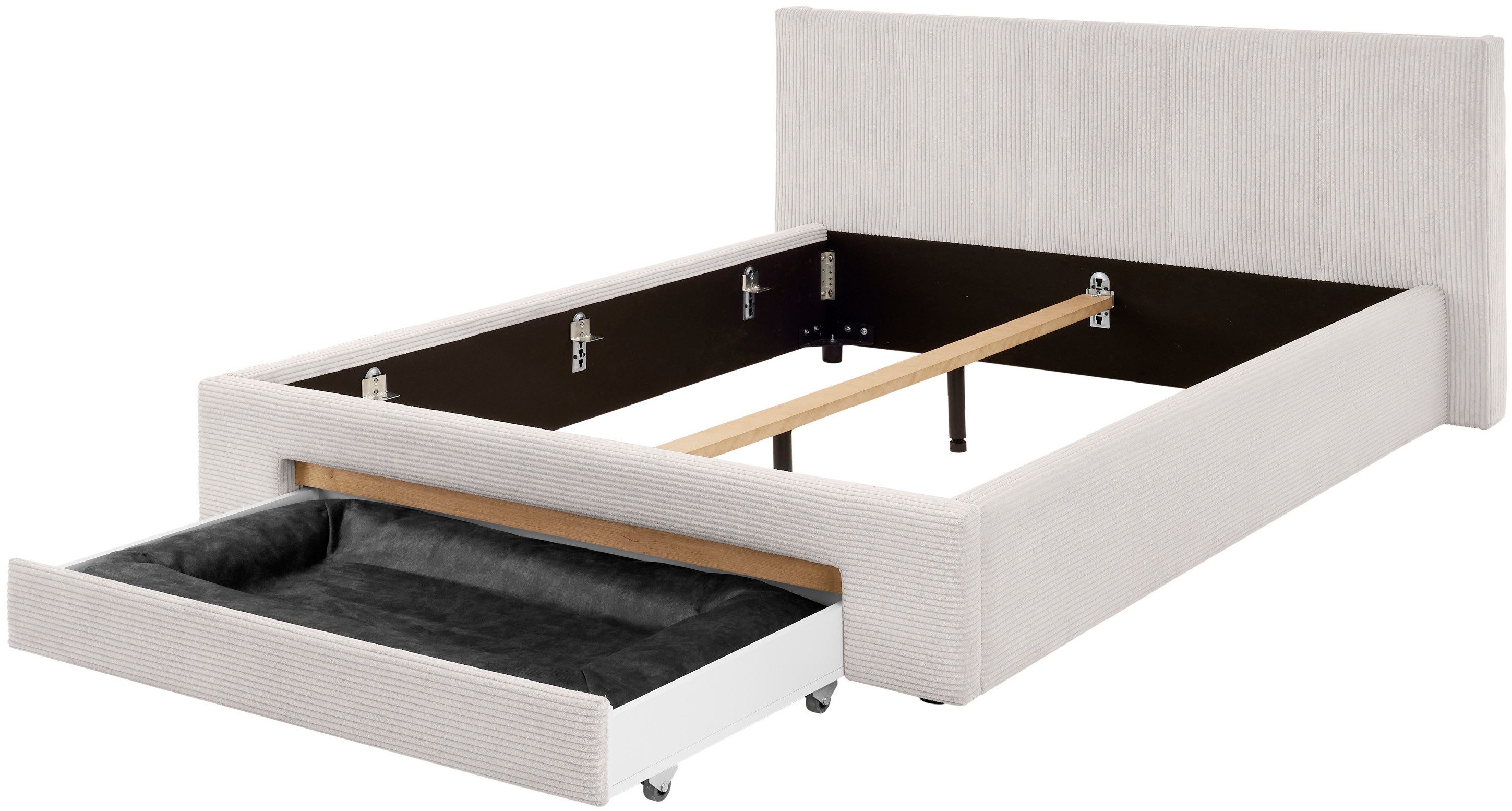 INOSIGN Gestoffeerd bed CiTY/GiRON, bedframe met bedlade, gestoffeerd opbergbed met hondenbed of opberglade, bekleding van corduroy of linnenlook