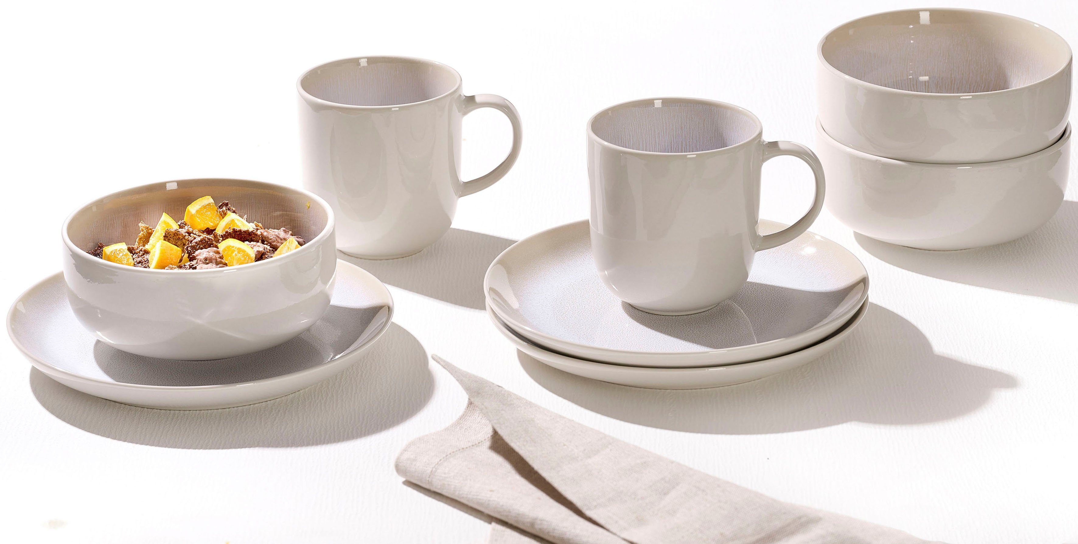 Ritzenhoff & Breker Ontbijtservies set Laredo Reactief glazuur, elk exemplaar is uniek (set, 12-delig) serviezen beige